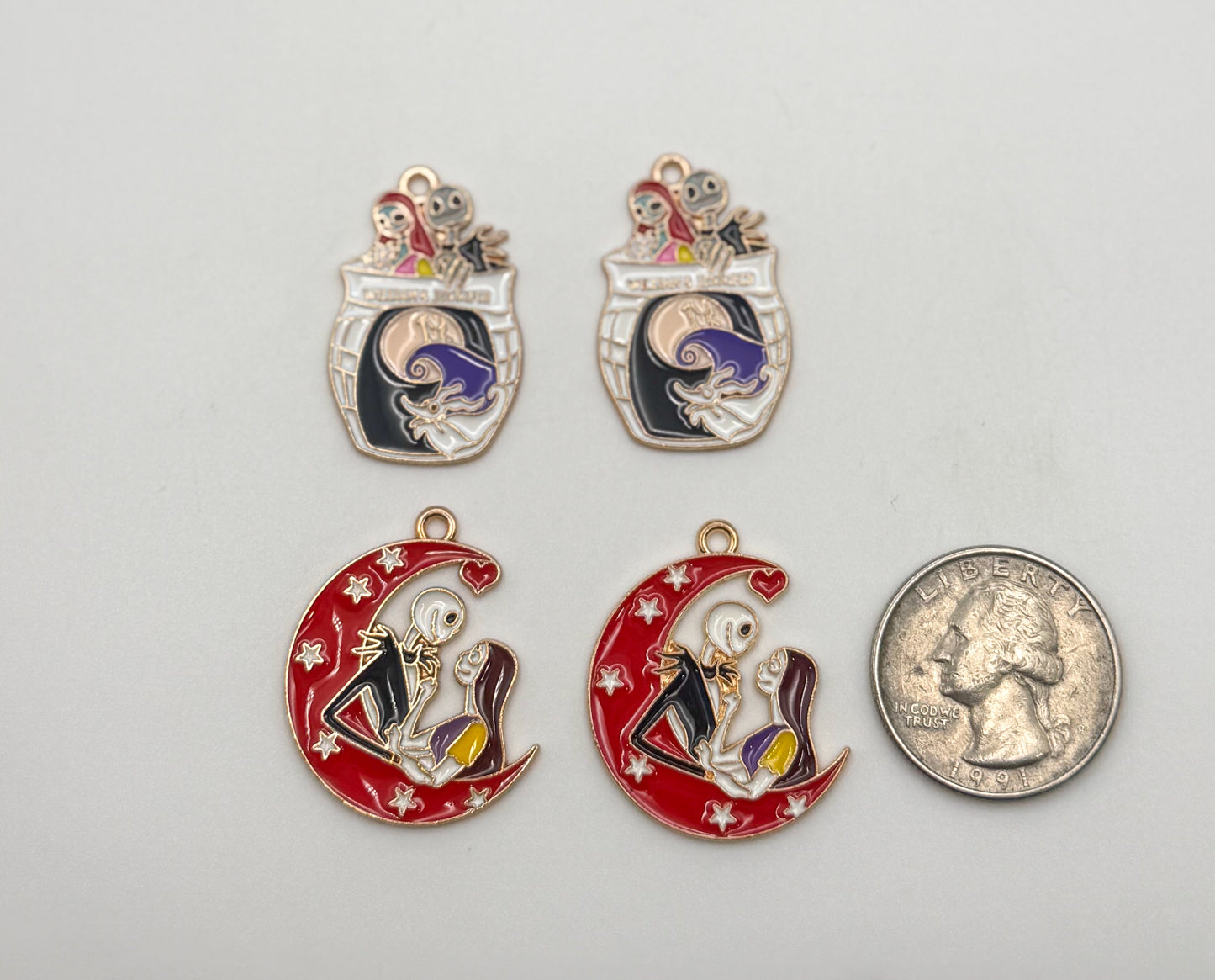 Nightmare Before Christmas Jack & Sally DIY Gold Metal Charms