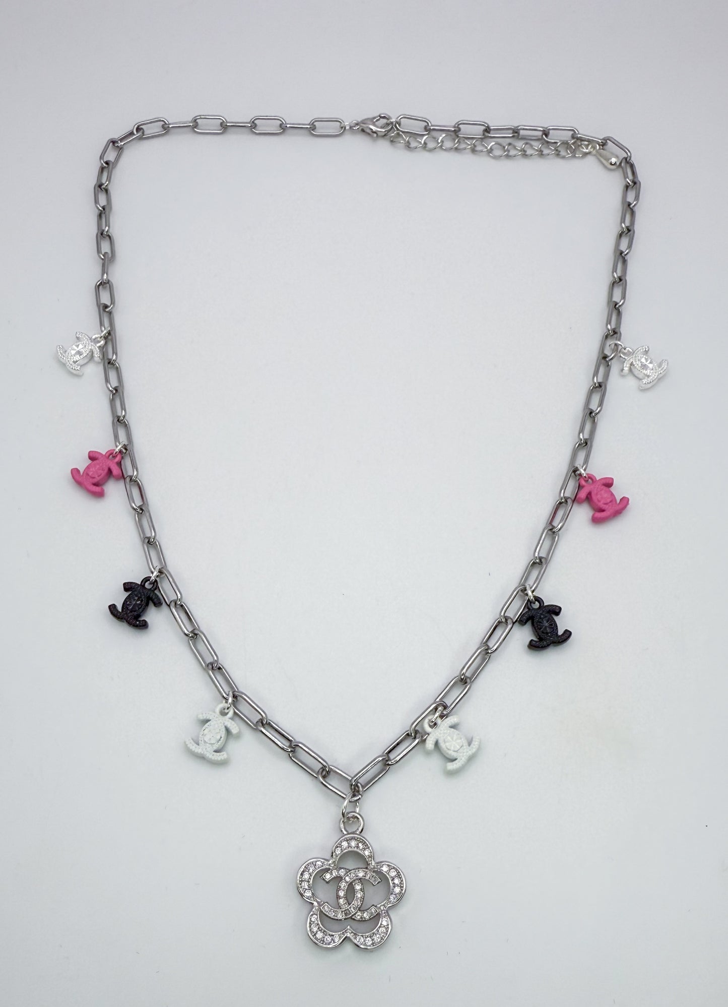 Silver CC Designer Charm Necklaces