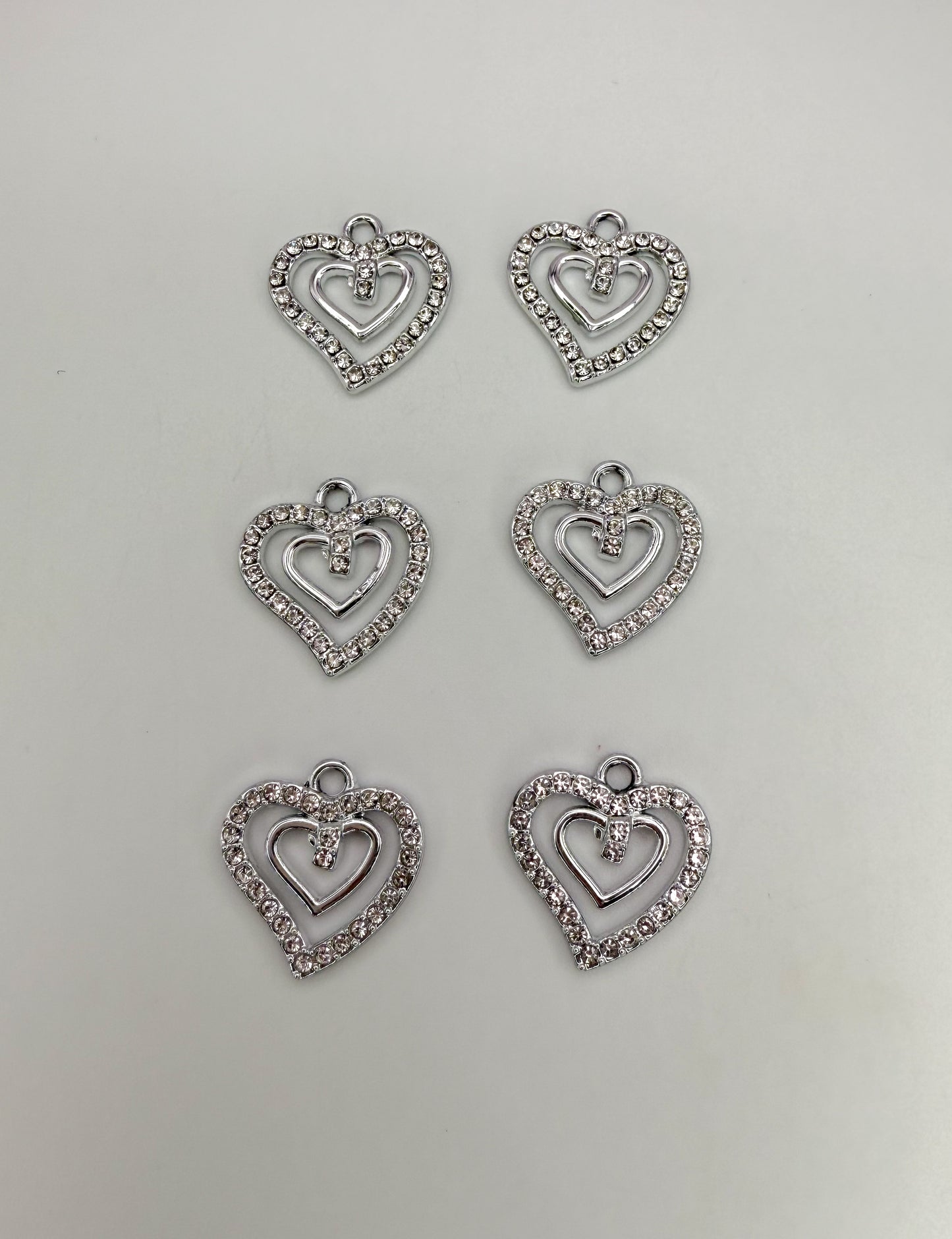 Silver Zircon Heart DIY Charms