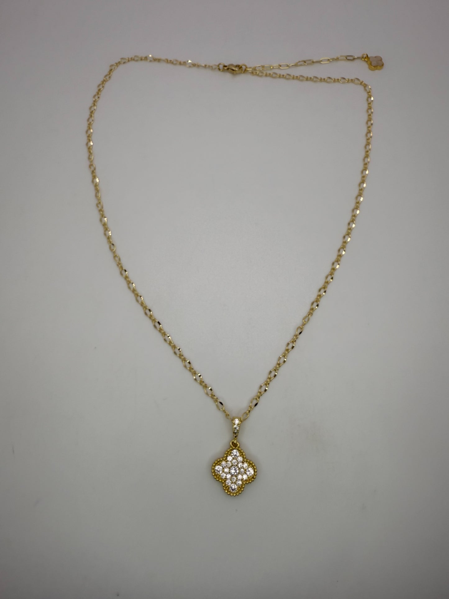 Sparkling Gold Clover Necklace