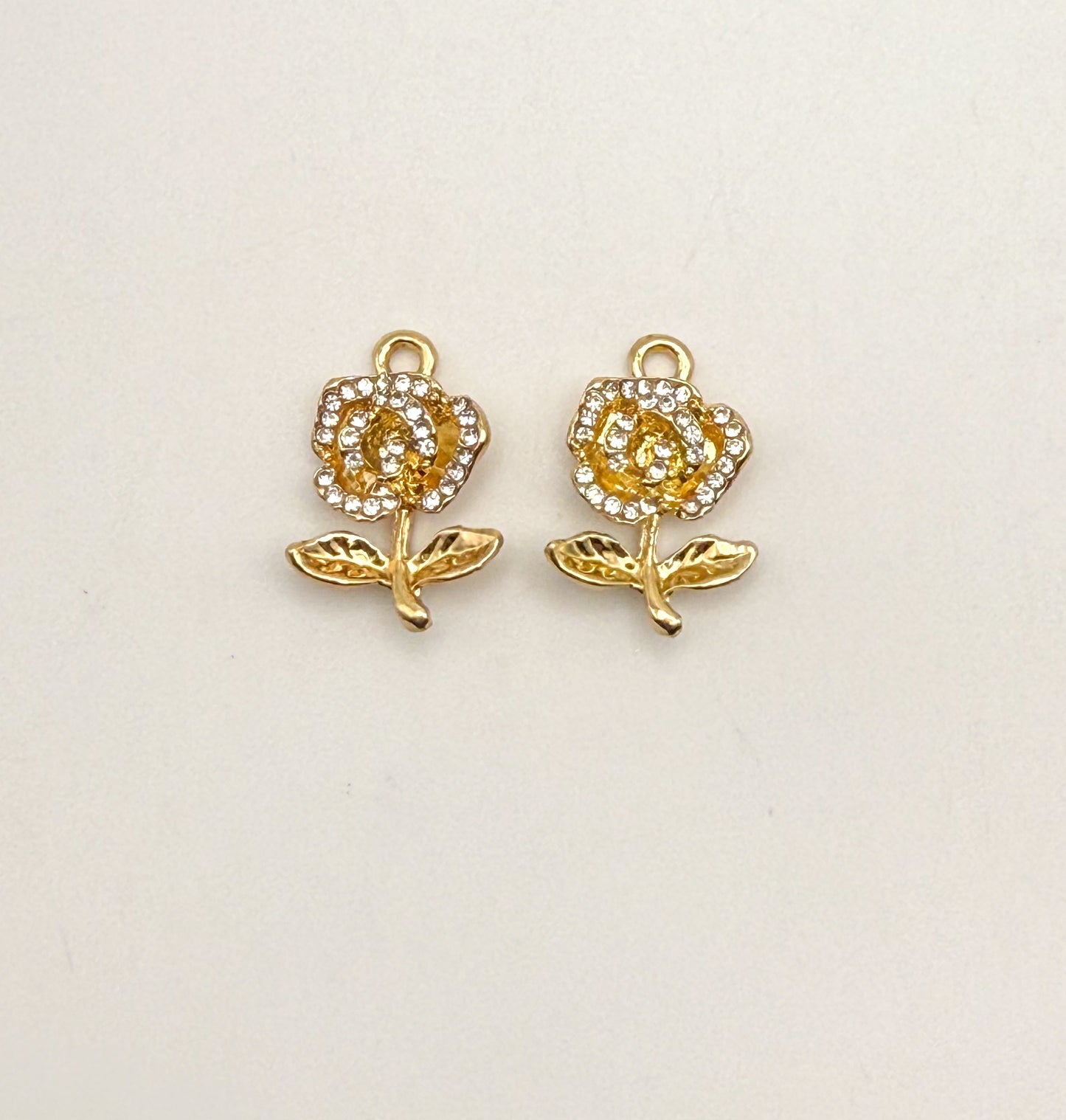 Gold Sparkling Rose DIY Charm