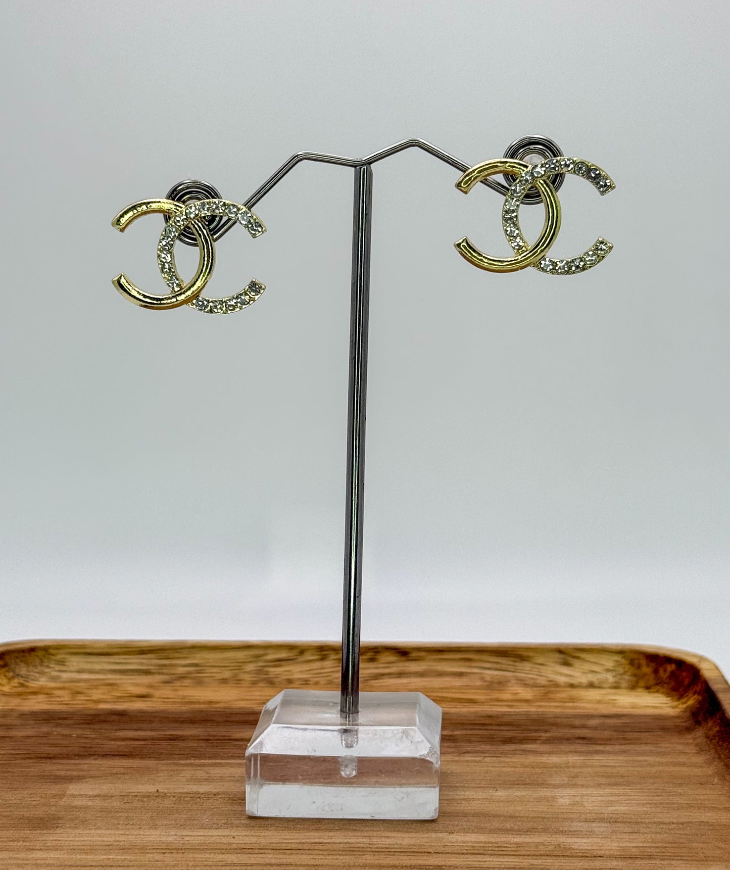 Gold CC Logo Stud Earrings