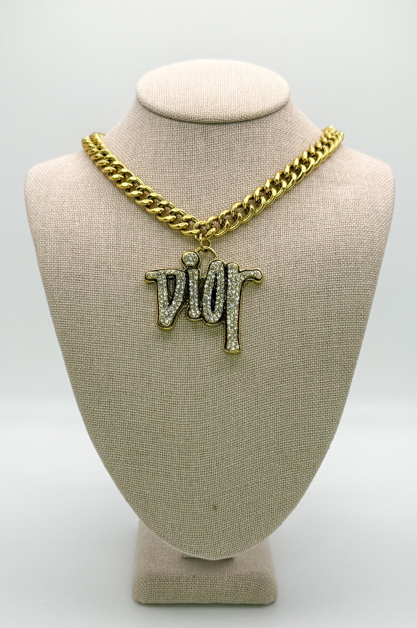 Gold DIOR Designer Pendant Cuban Necklaces