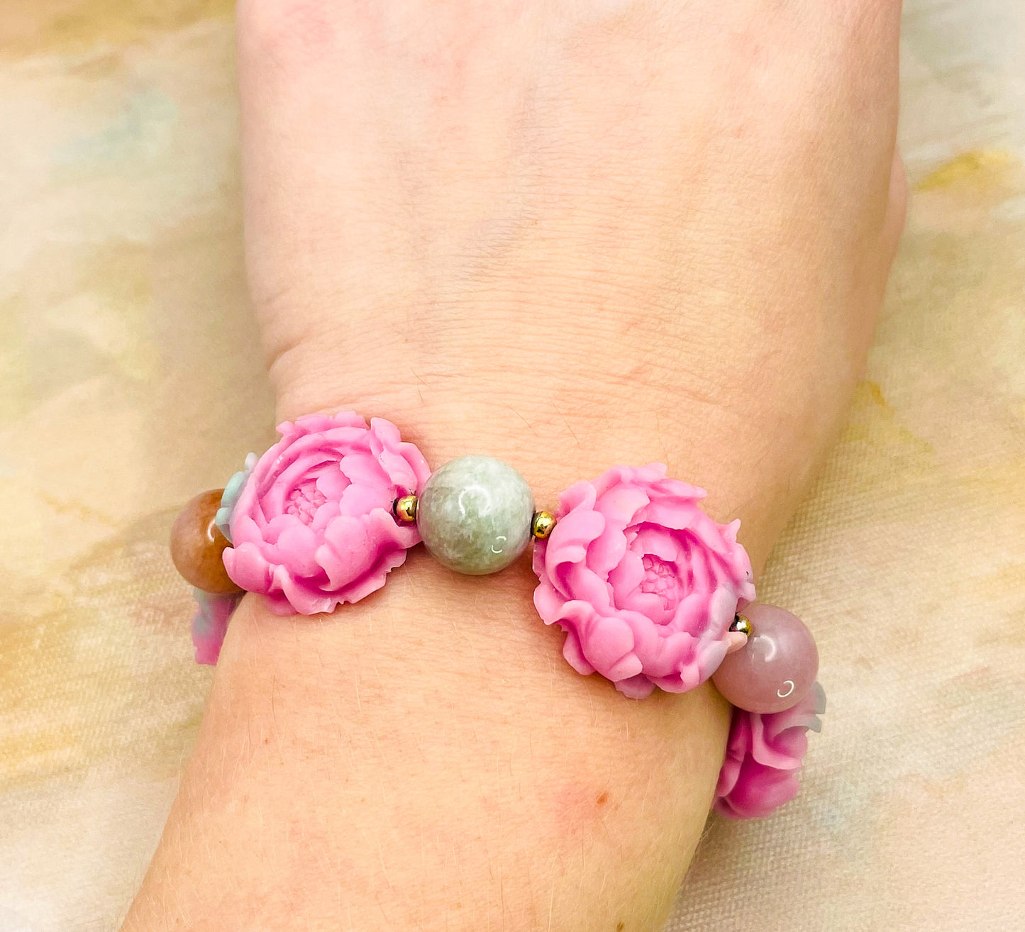YanYuan Agate Powder Pressed Statement Bracelets