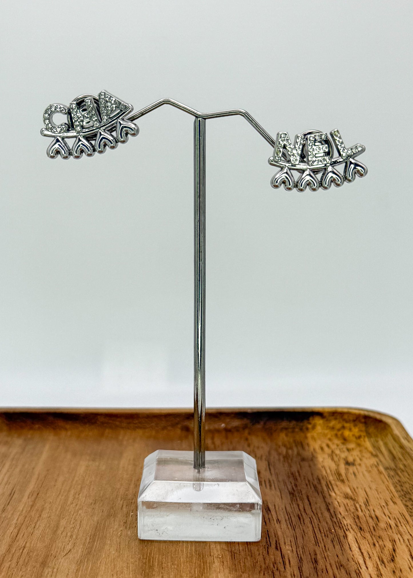 Silver Chanel Stud Statement Earrings