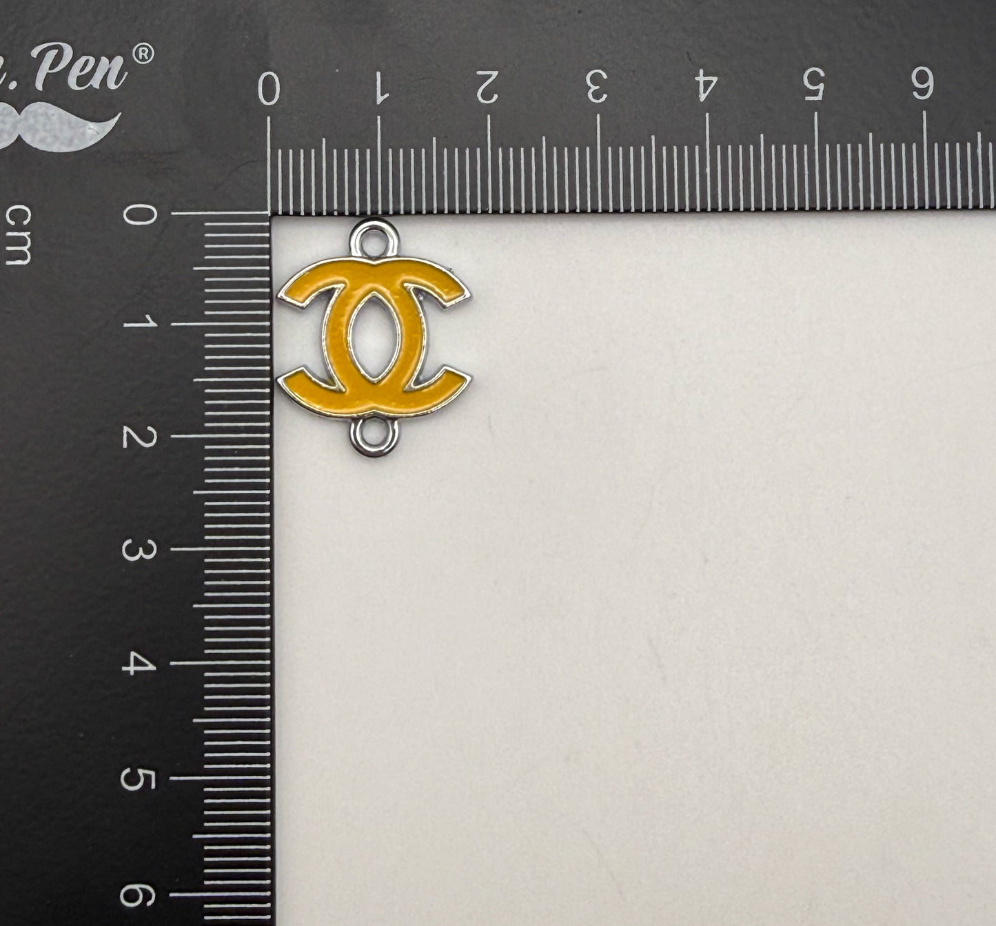 Colorful Enameled Silver CC Designer Connector Metal Charms