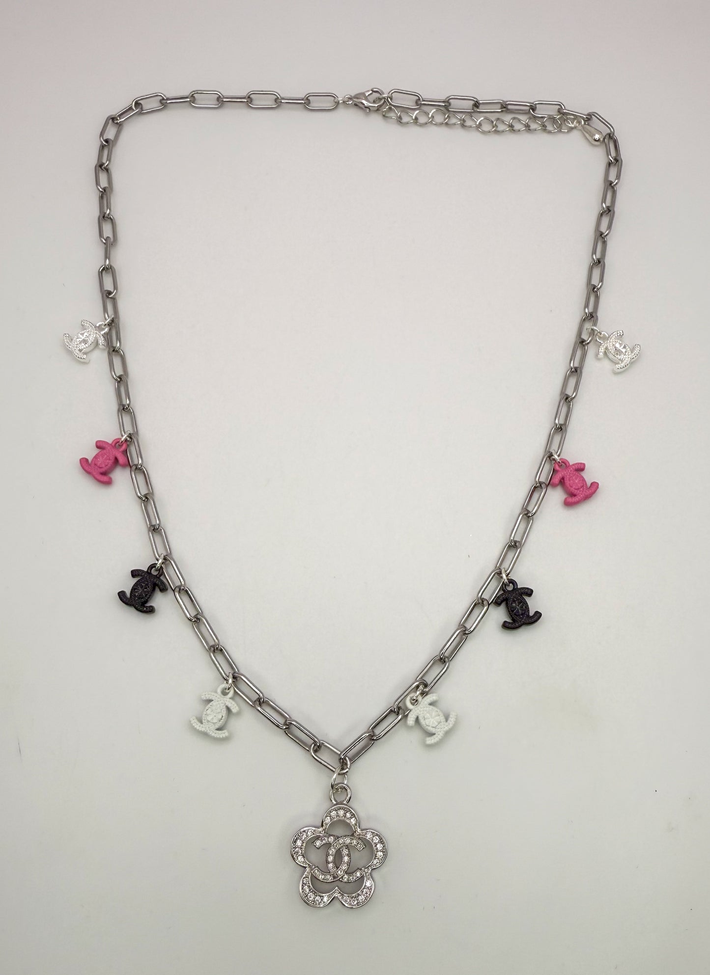 Silver CC Designer Charm Necklaces