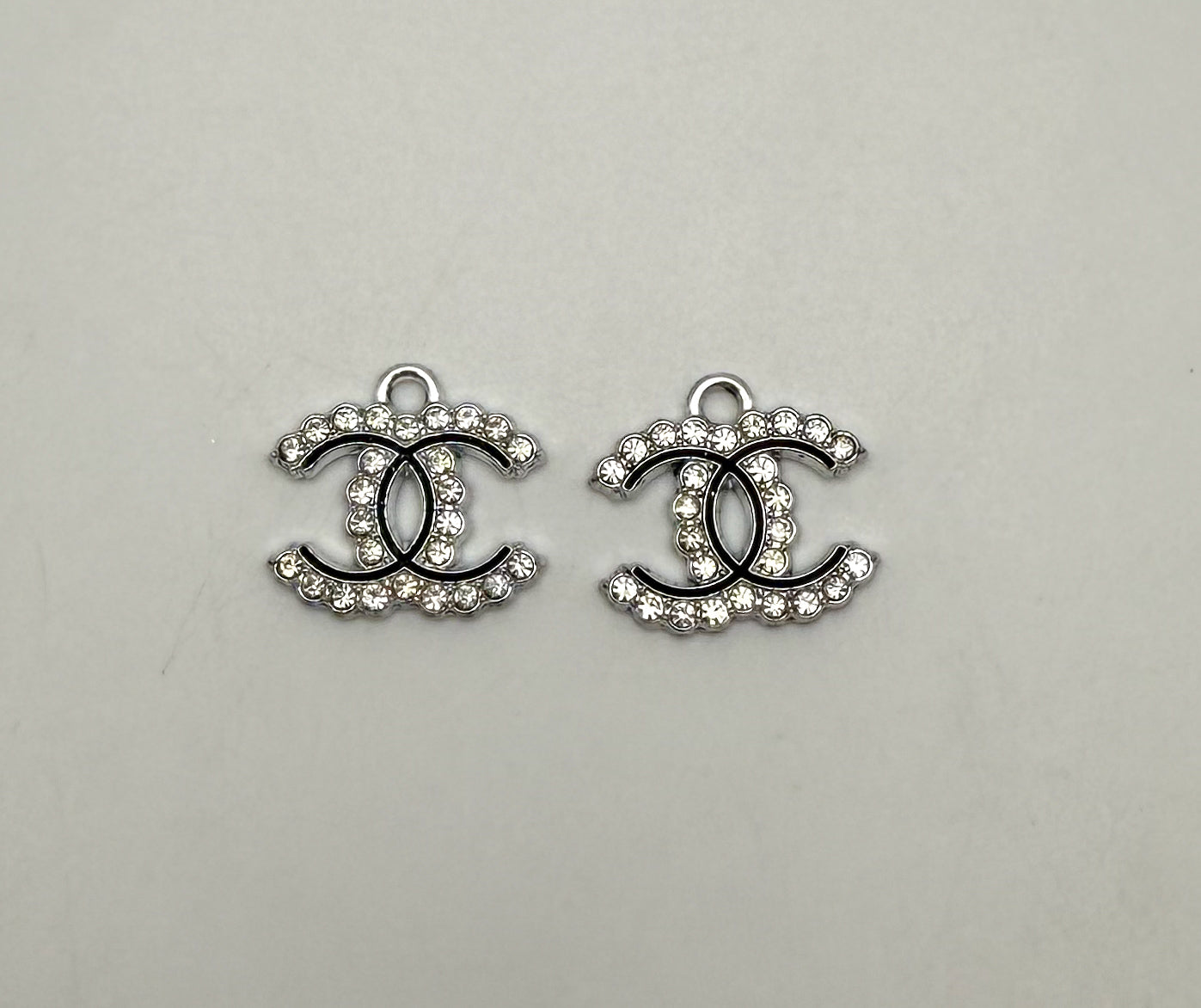 Black lined CC Designer Logo Gold and Silver DIY Charms