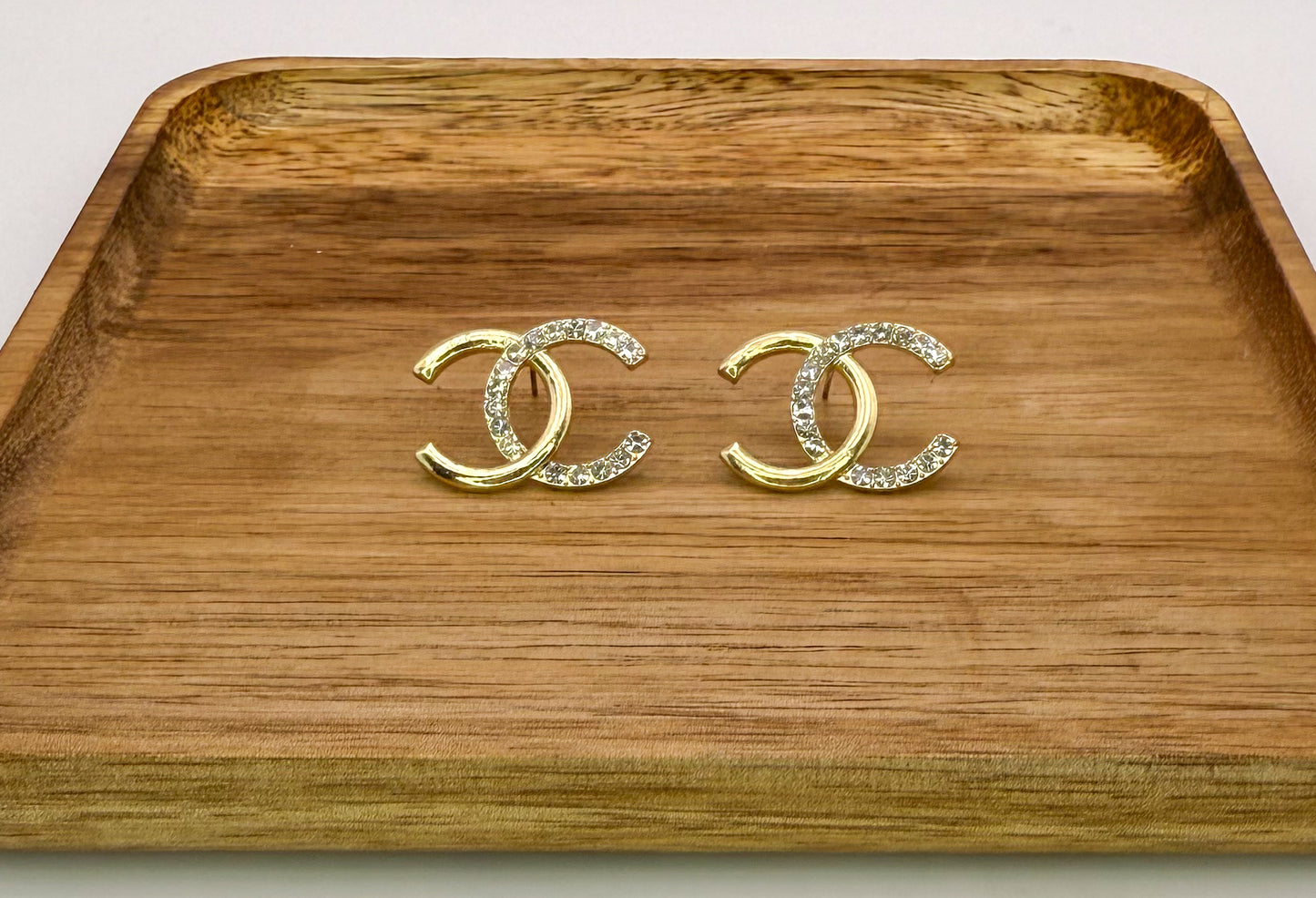 Gold CC Logo Stud Earrings