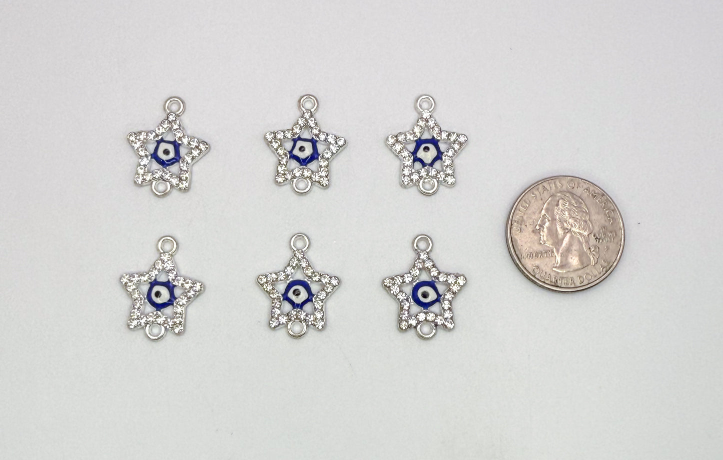 Silver Evil Eye Connector DIY Charms