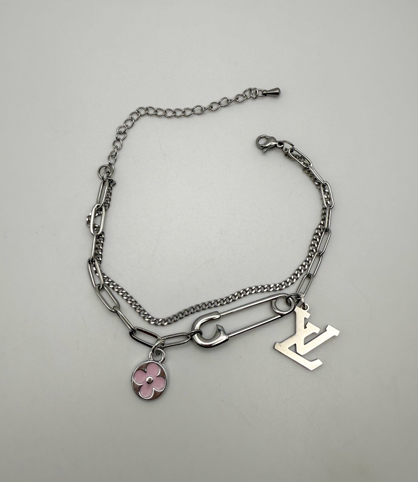 Silver LV Charm Bracelet