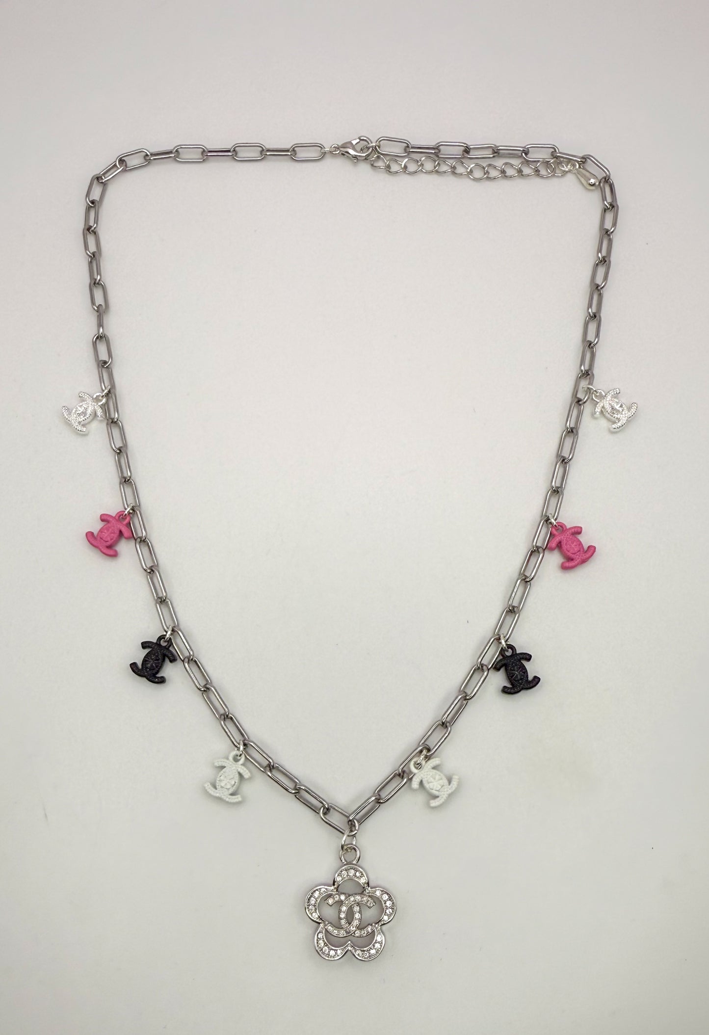 Silver CC Designer Charm Necklaces