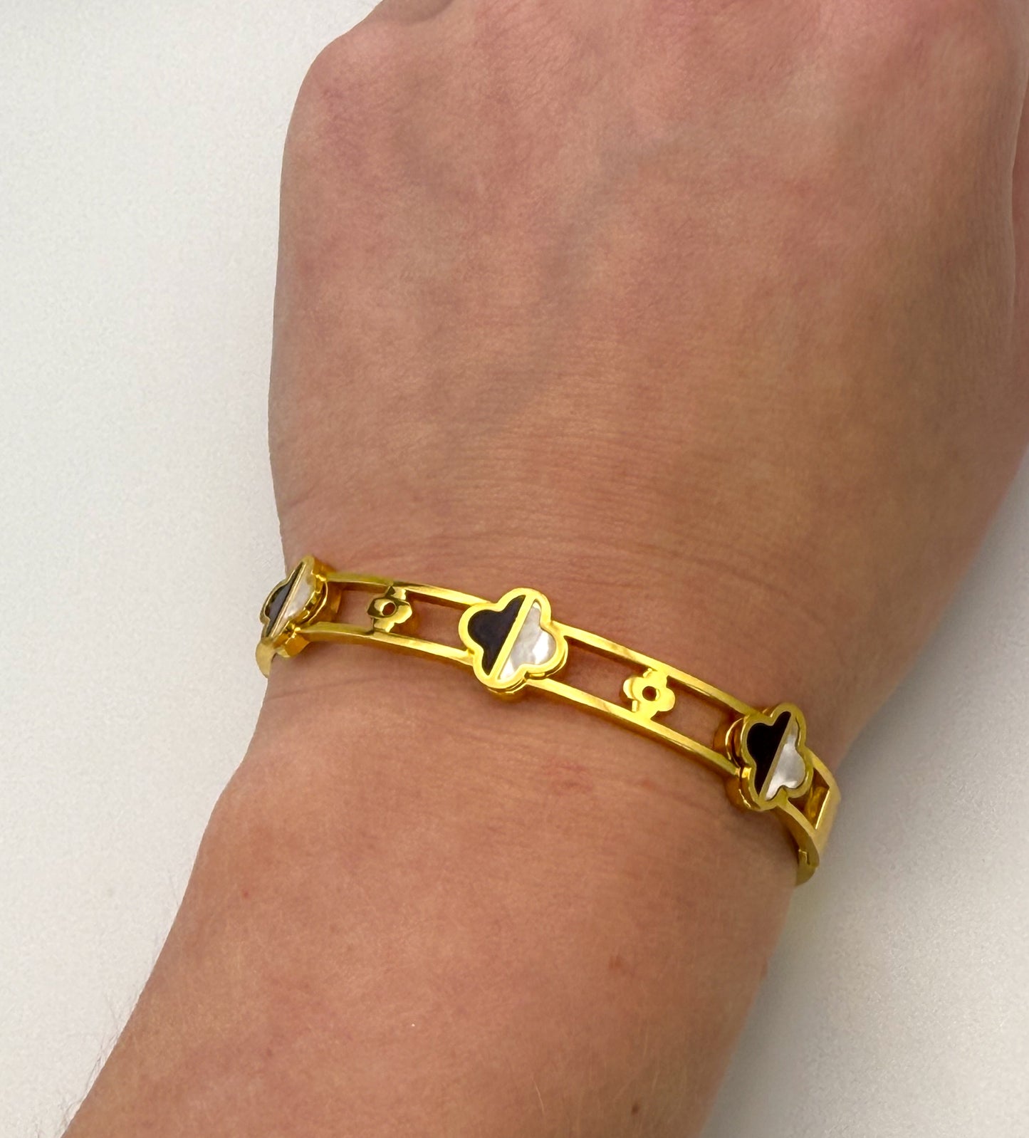 Gold Stainless Steel LV Designer clover Bangle Bracelet