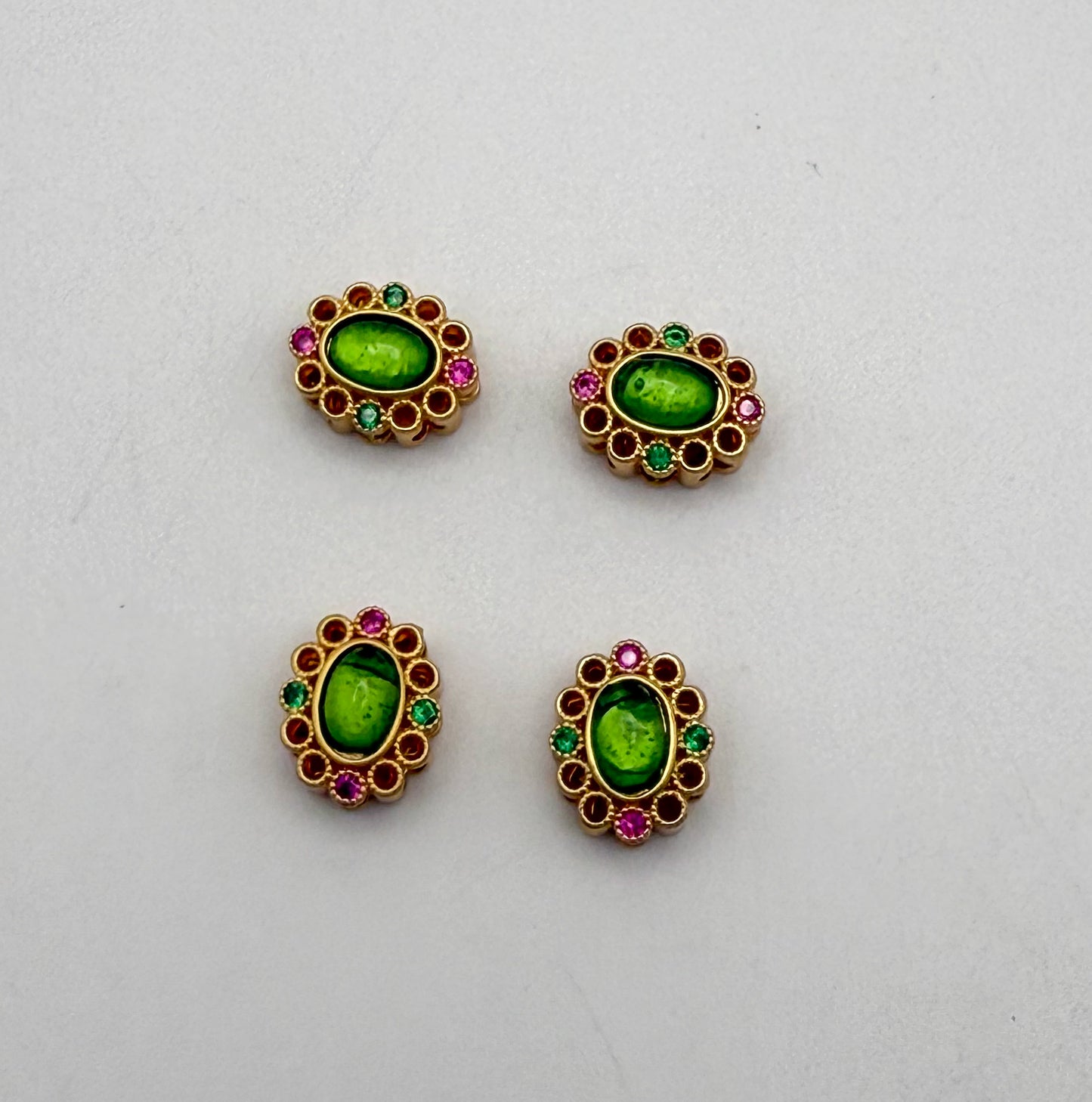 Green Cat’s Eye Gold Spacer Beads