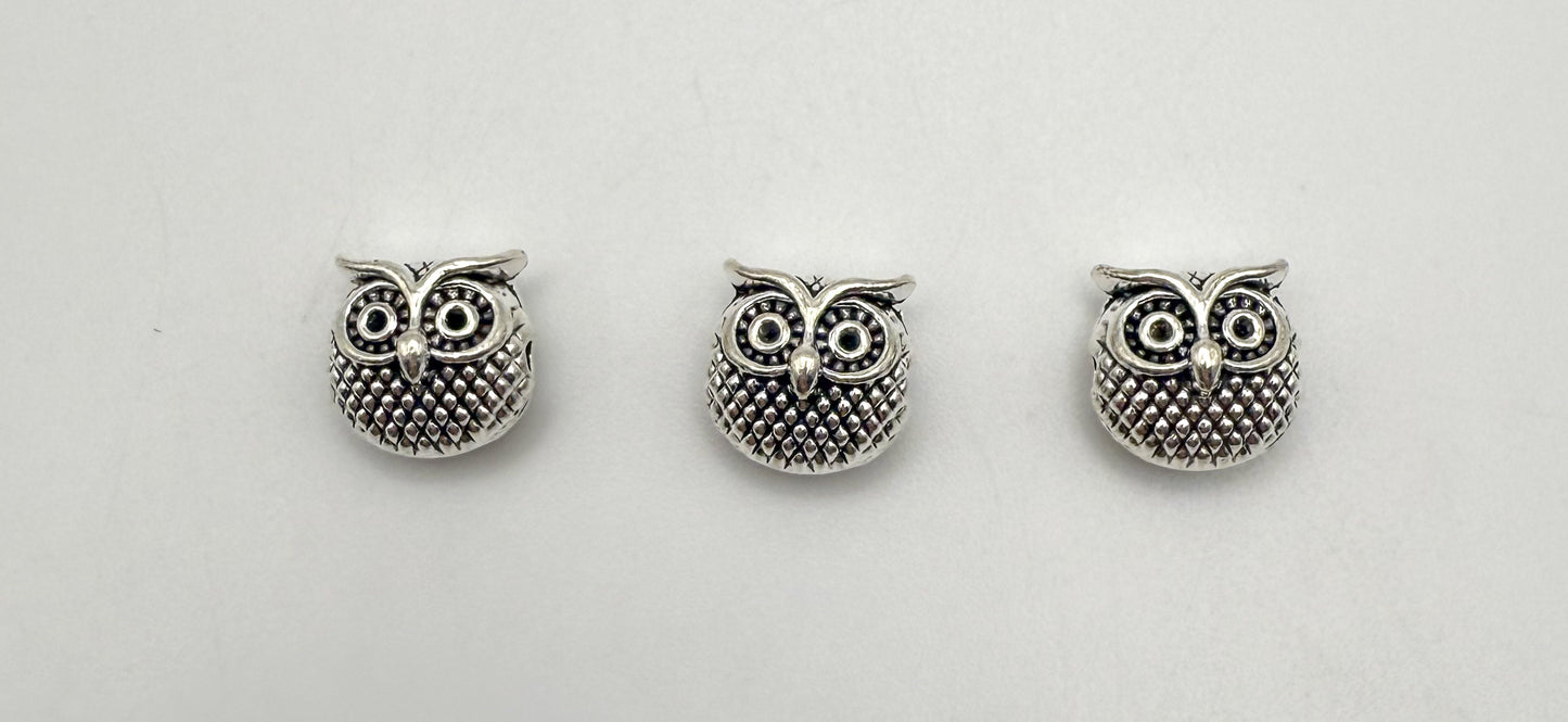 Gold & Silver Owl Spacer Charm Beads
