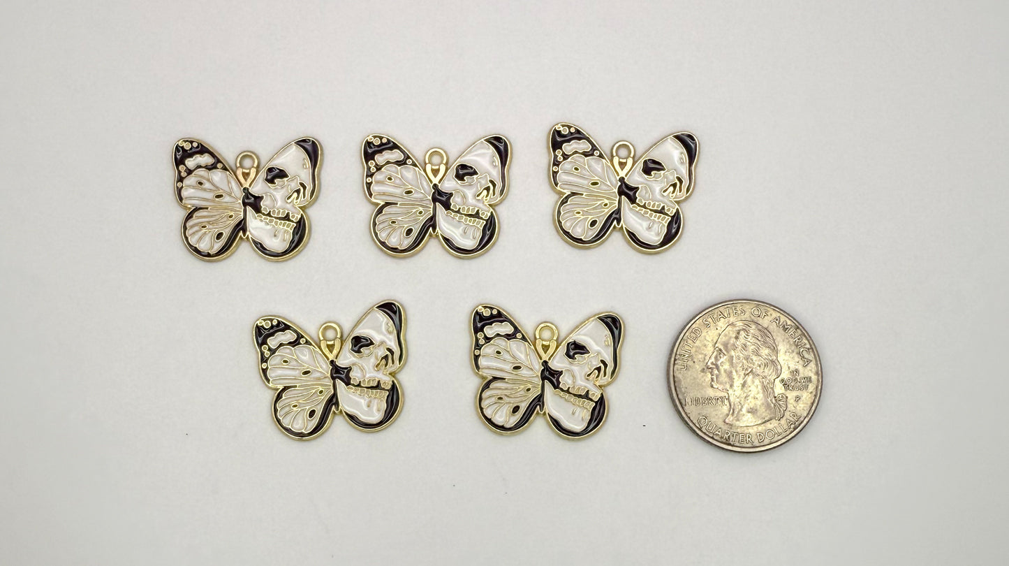 Gold Skull Butterfly DIY Charms