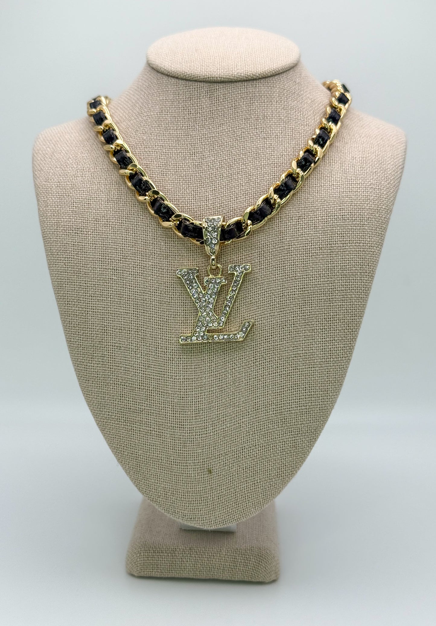 Bold n Gold LV Designer Leather Weaved Necklace