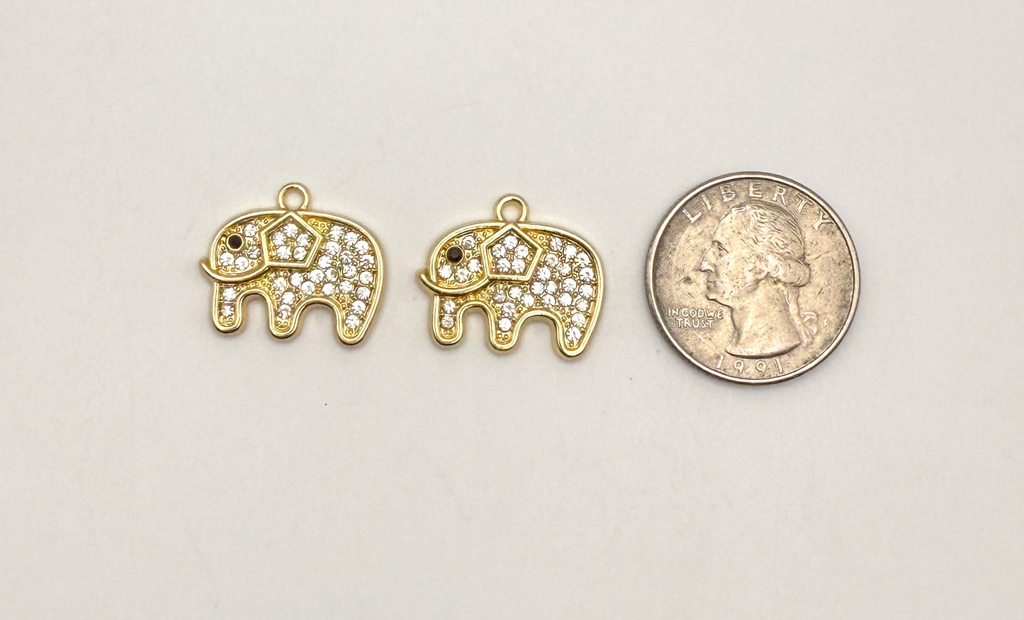 Gold Sparkling Elephant DIY Charm