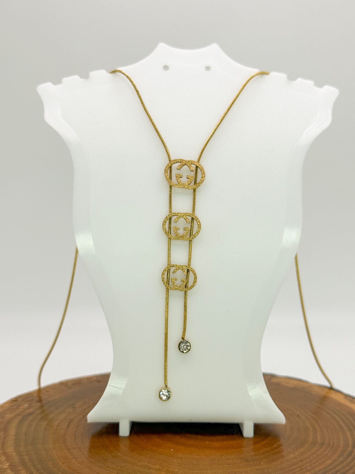 Long GG Designer Gold Necklace