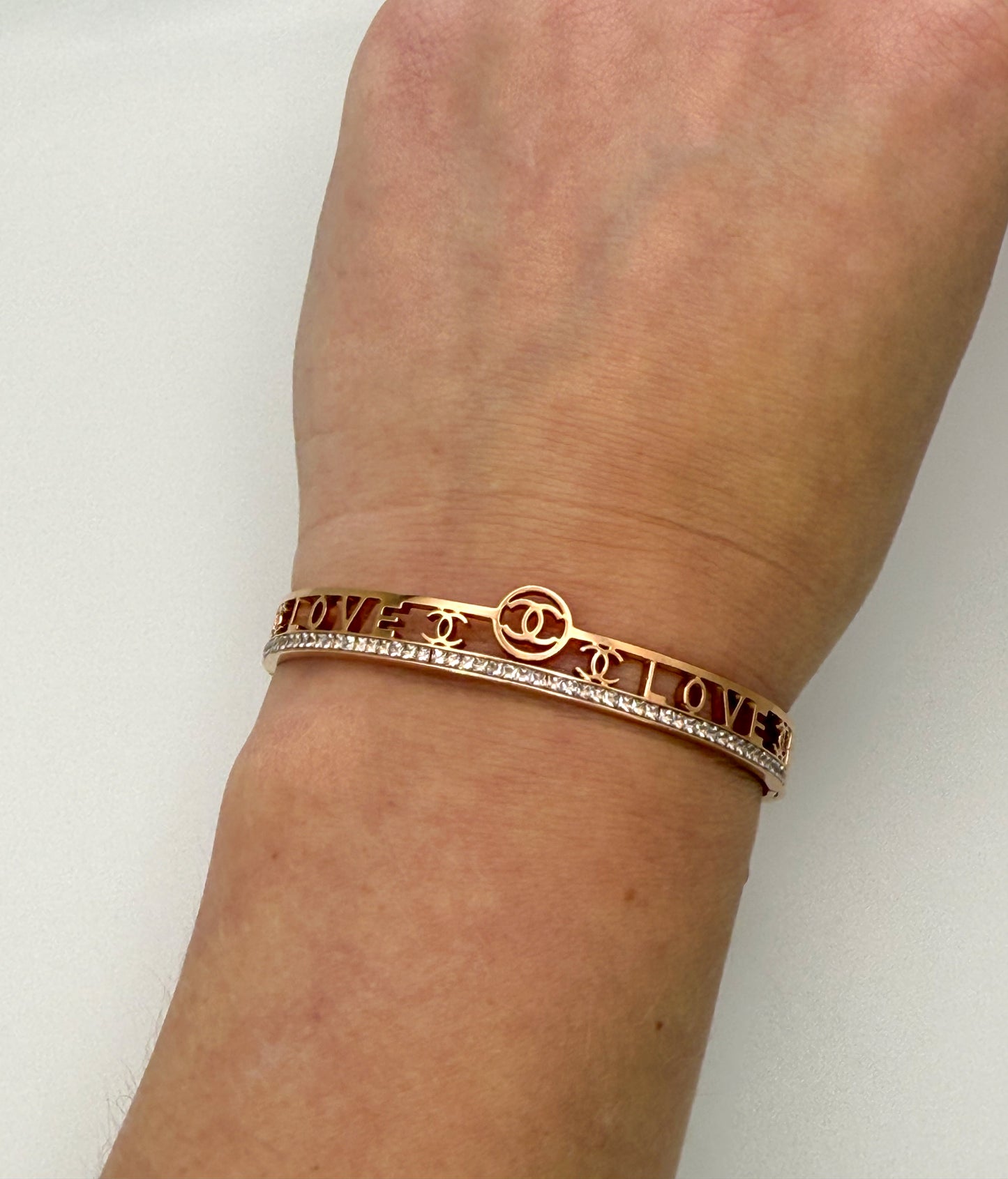 LOVE Chanel Designer Stainless Steel Bangle Bracelet