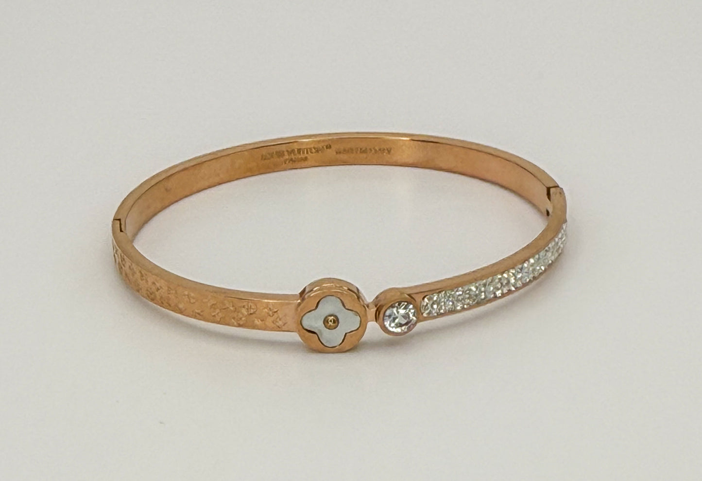 LV Designer Rose Gold Stainless Steel Bangle Bracelet