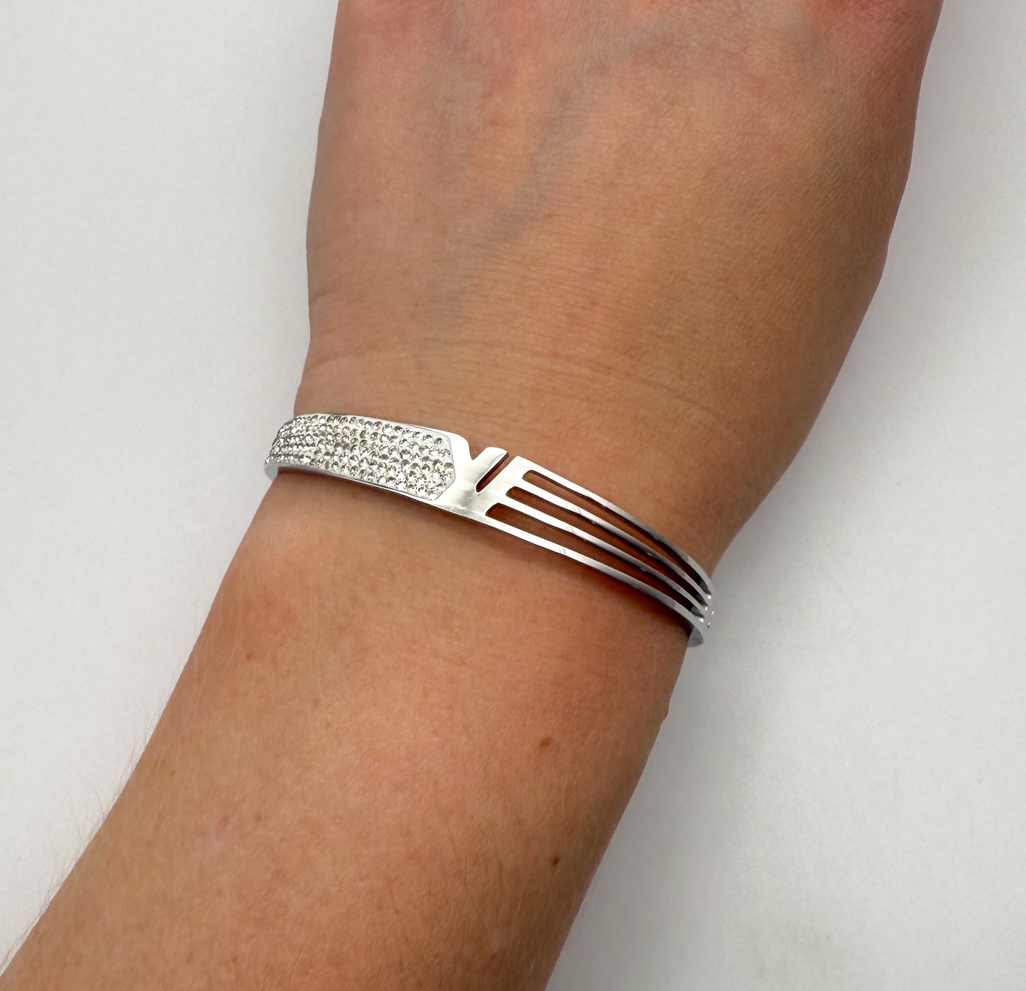 Silver LV Designer Bangle Bracelet