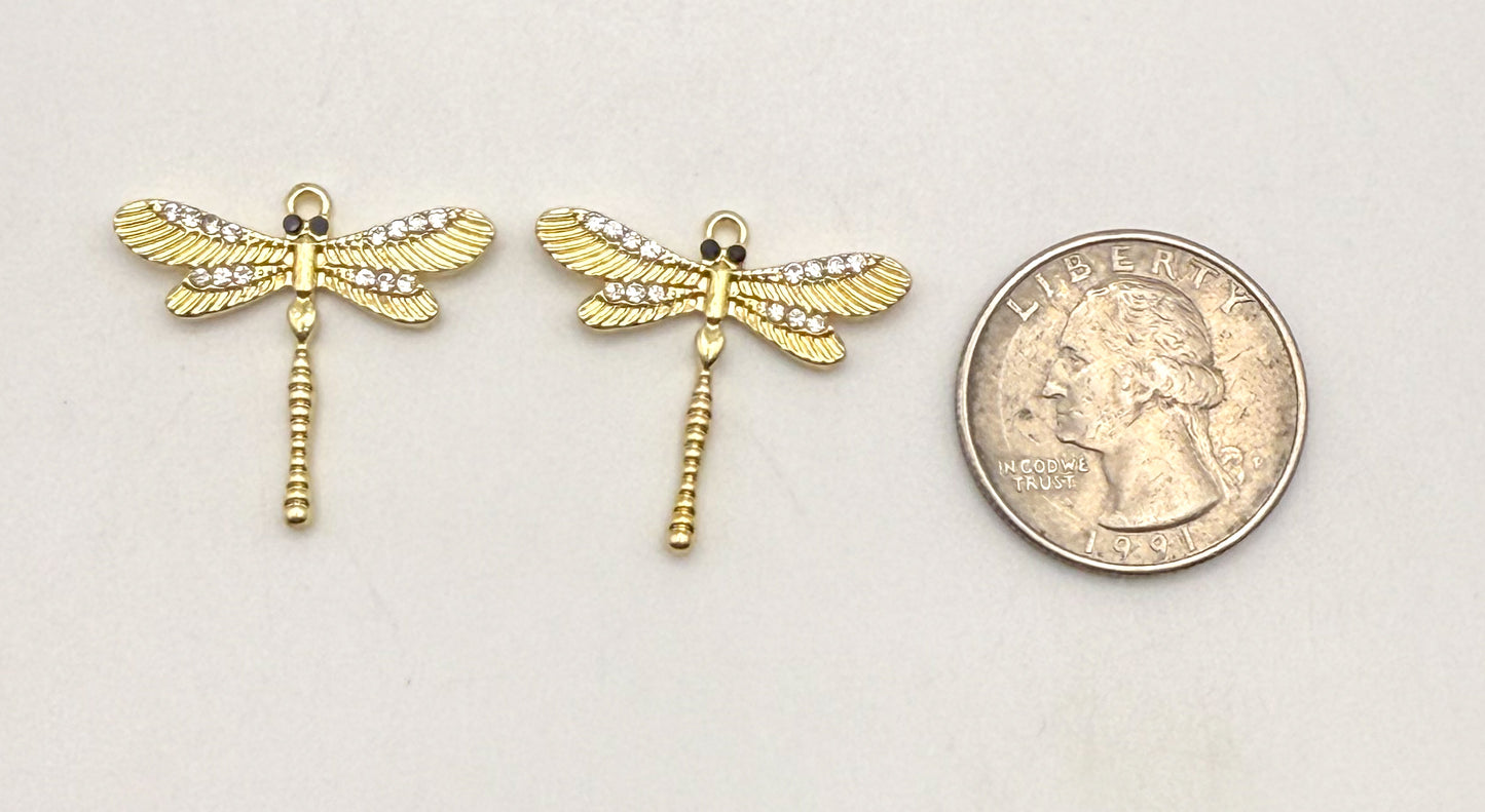 Gold Sparkling Dragonfly DIY Charm
