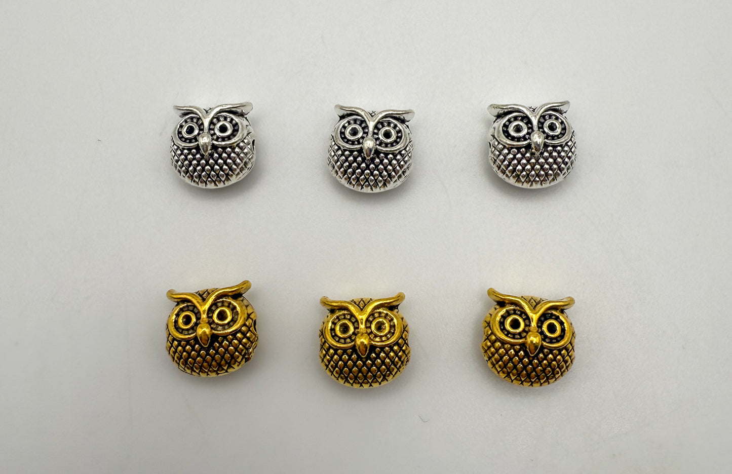 Gold & Silver Owl Spacer Charm Beads