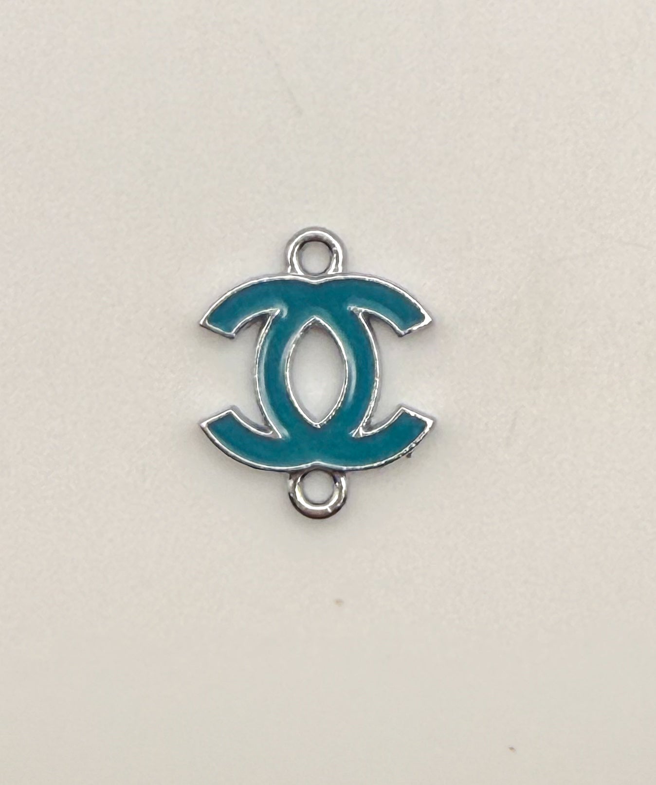 Colorful Enameled Silver CC Designer Connector Metal Charms