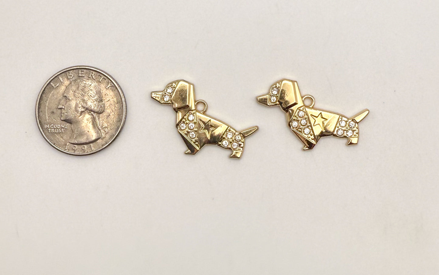 Gold Sparkling Dachshund Dog DIY Charm