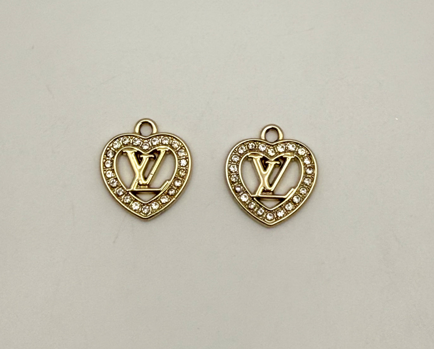 Gold & Silver LV Designer Heart DIY Charm Pendants