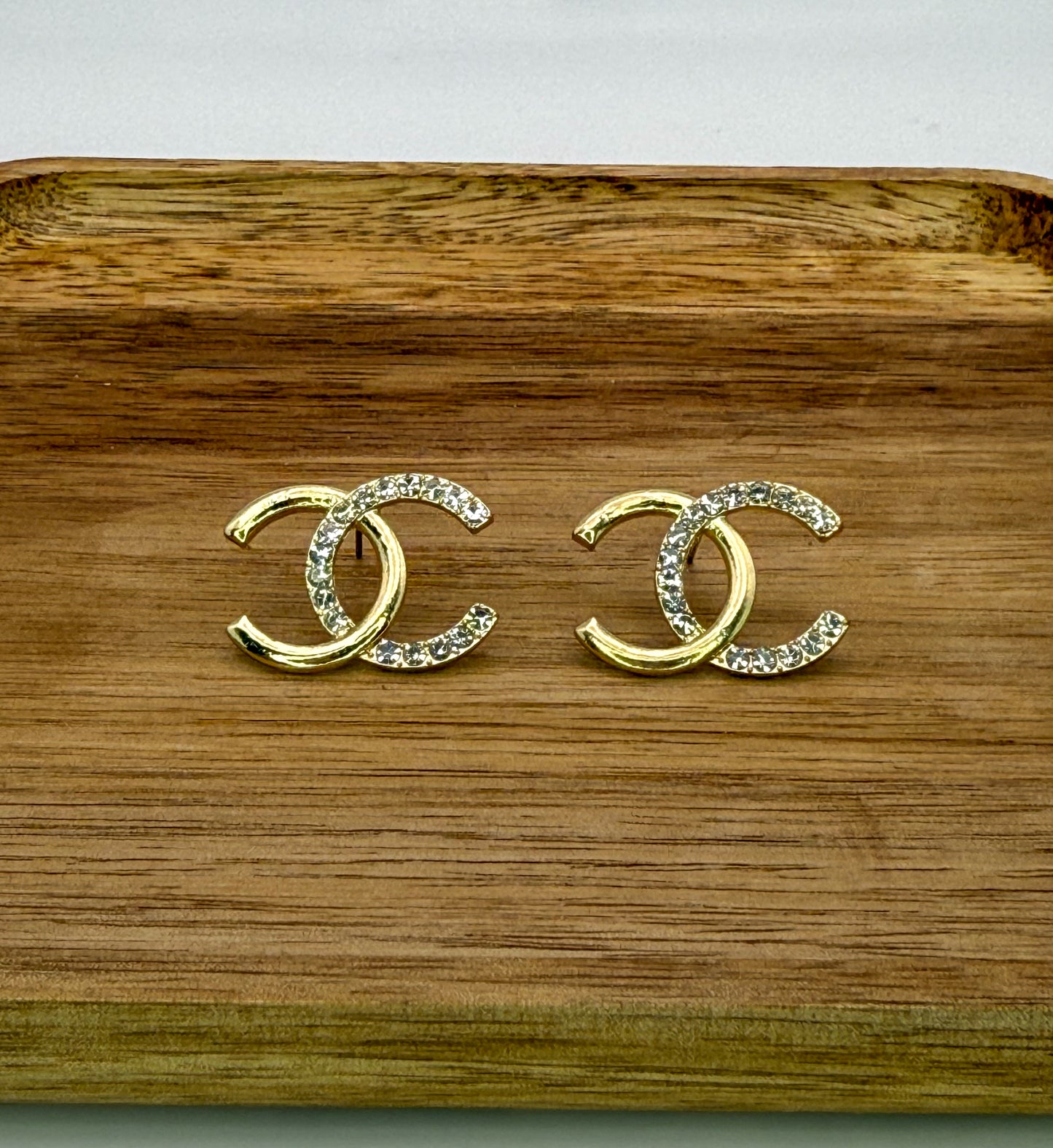 Gold CC Logo Stud Earrings