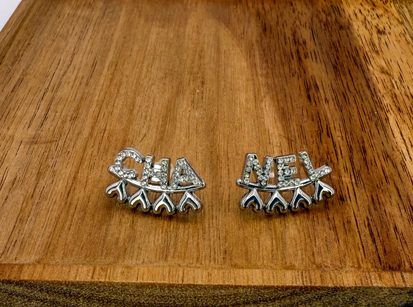 Silver Chanel Stud Statement Earrings