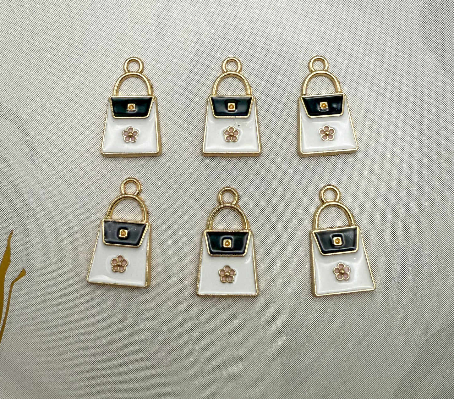 Gold & White Purse DIY Metal Charm set