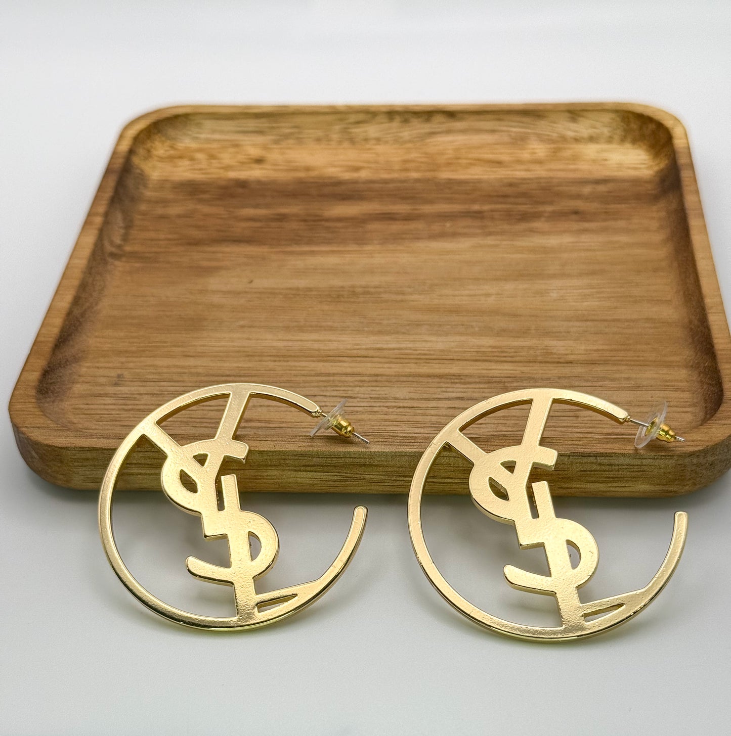 YSL Designer Silver & Gold Hoop Earrings