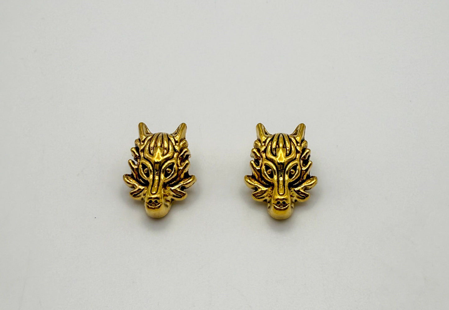 Wolf Head Gold & Silver Spacer Charm Beads