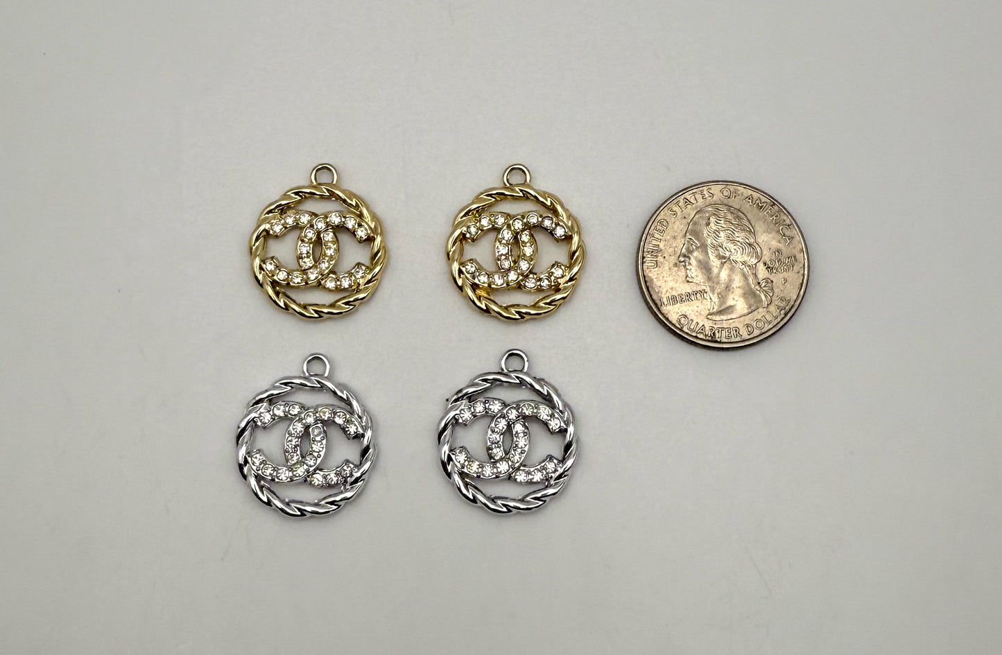 Twisted Round CC Designer Gold and Silver DIY Charms