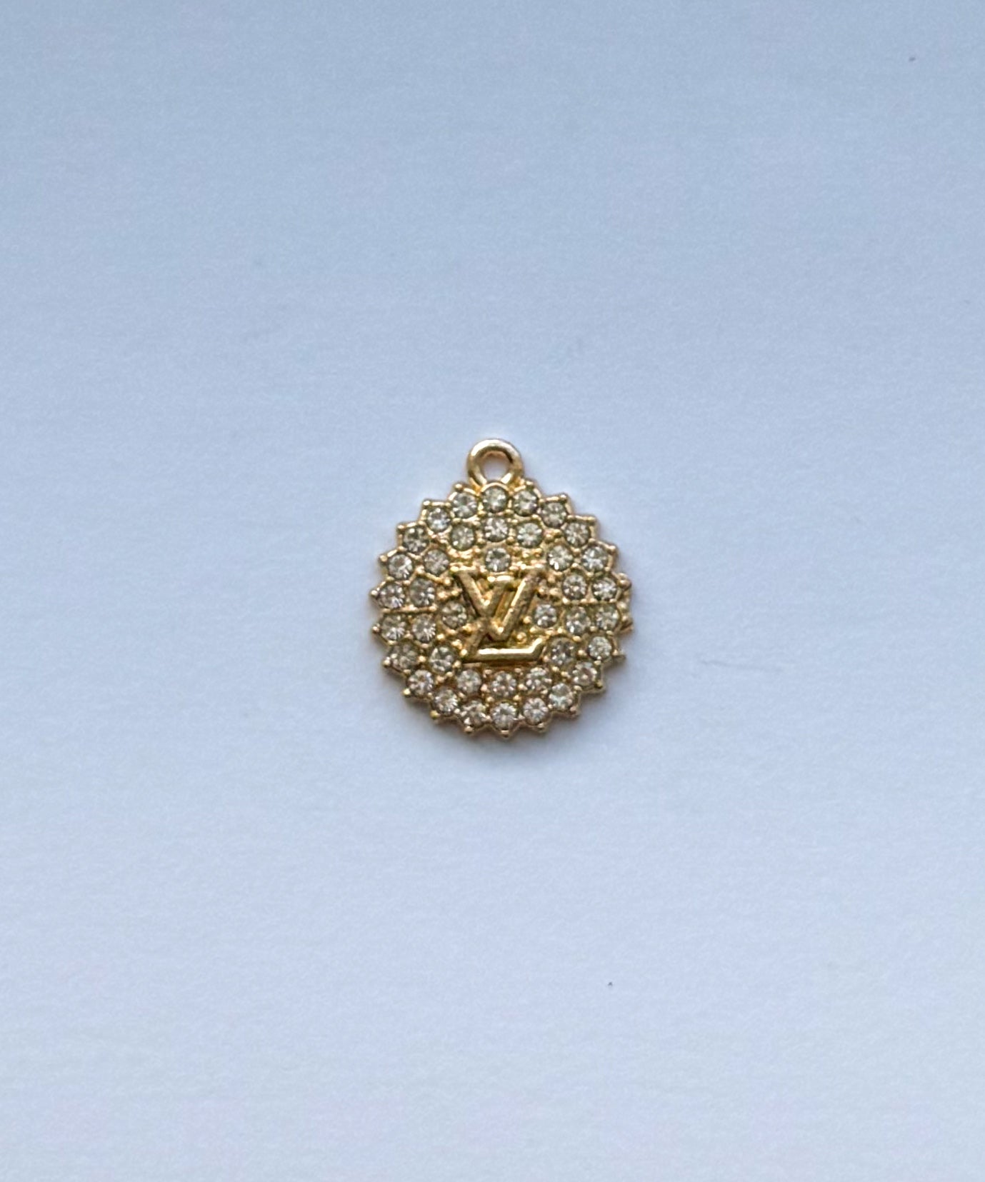 Gold & Silver LV Zircon Covered Fancy Round DIY Charms