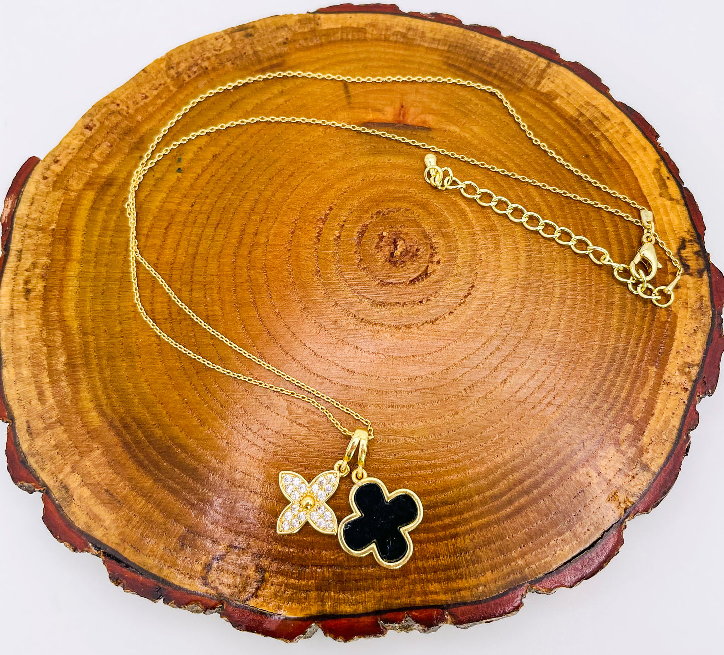 LV Black Clover Gold & Silver Adjustable Necklace