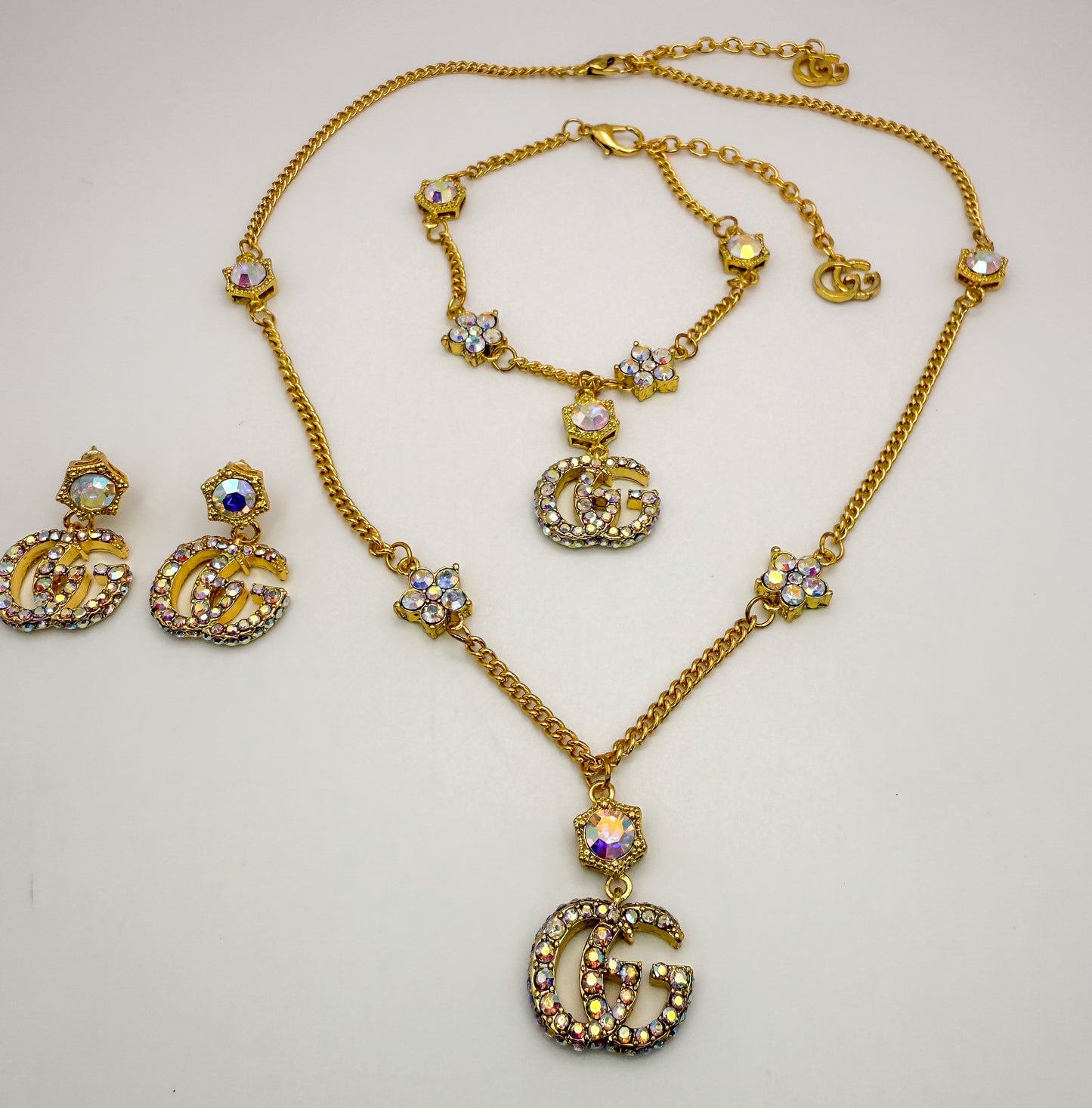 Gold GG Gucci Designer 3-piece Matching Jewelry Set