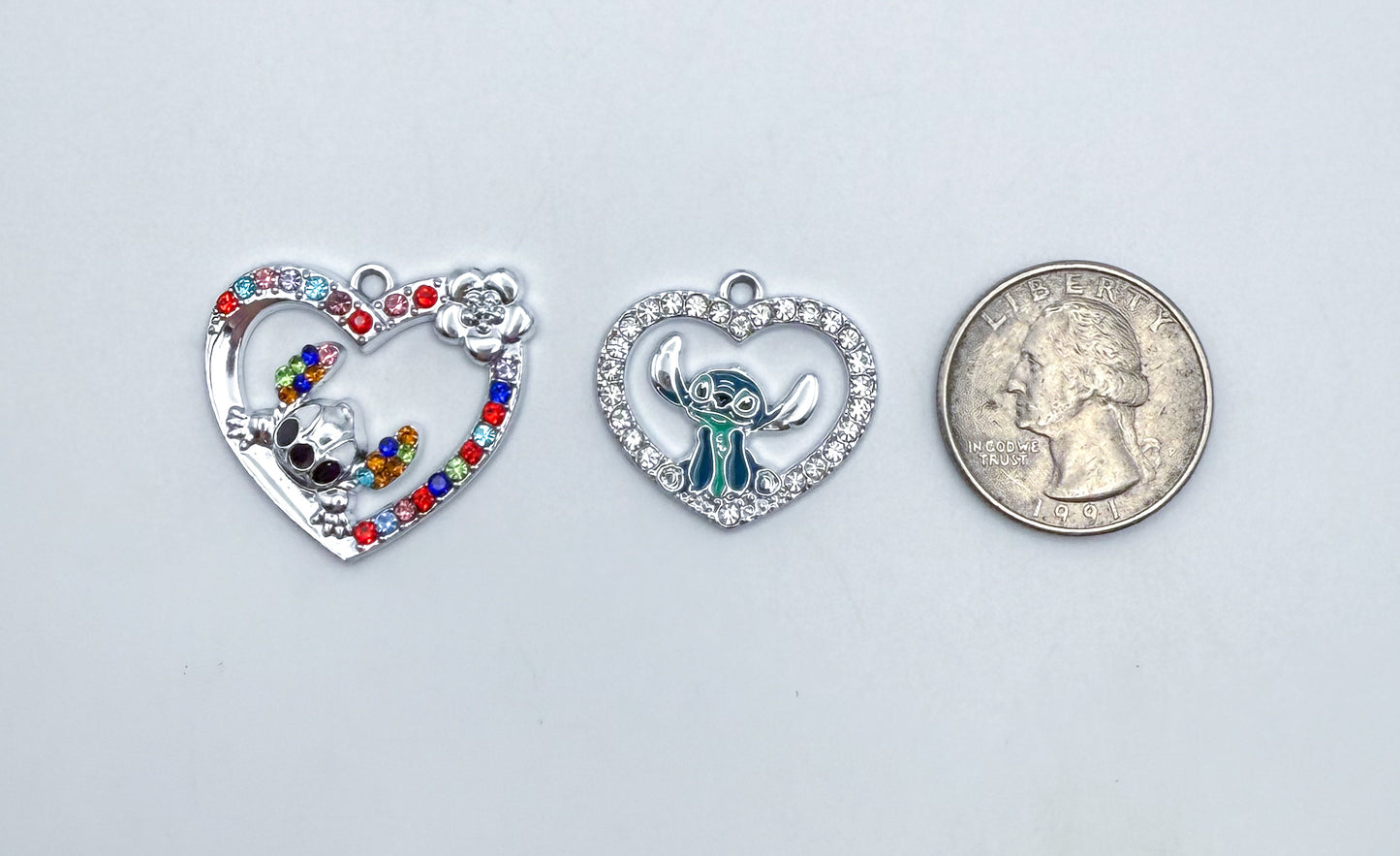 Silver Stitchy Heart DIY Pendants