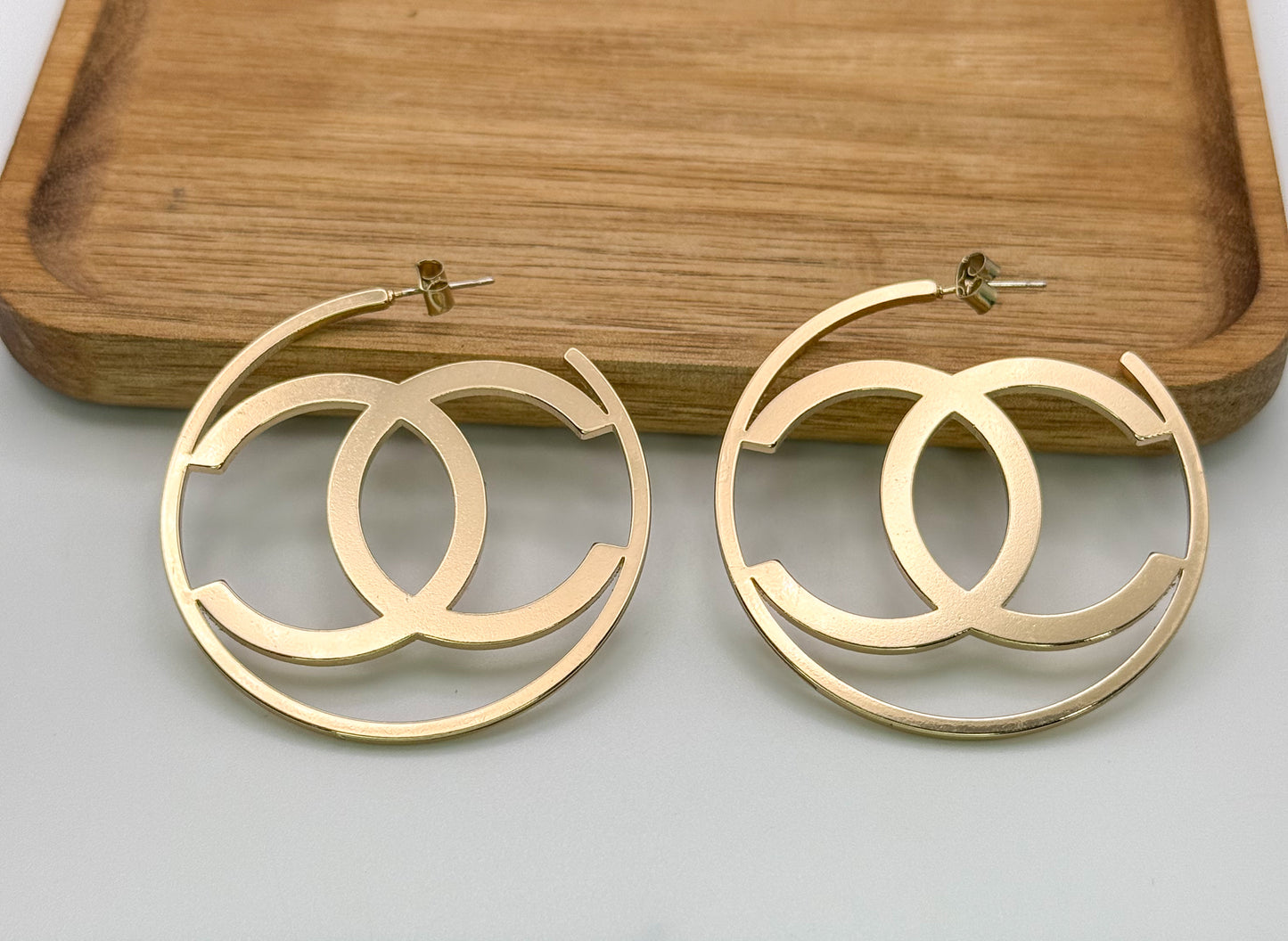 Gold CC Hoop Earrings