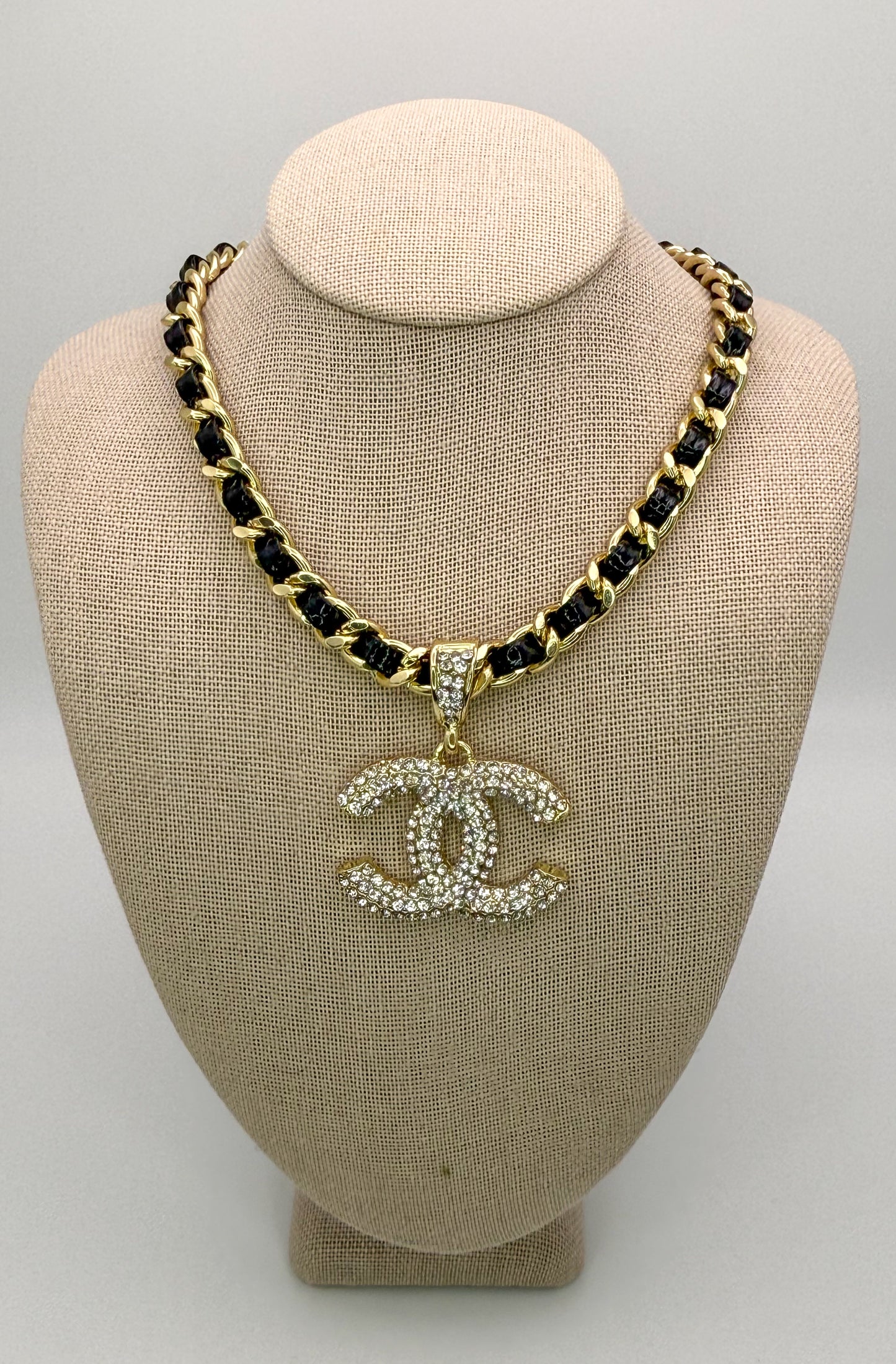 Bold n Gold CC Designer Leather Weaved Necklace
