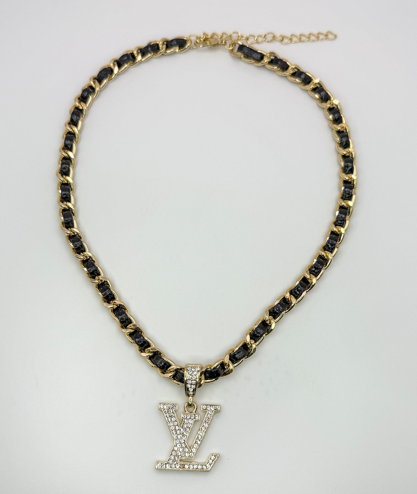 Bold n Gold LV Designer Leather Weaved Necklace
