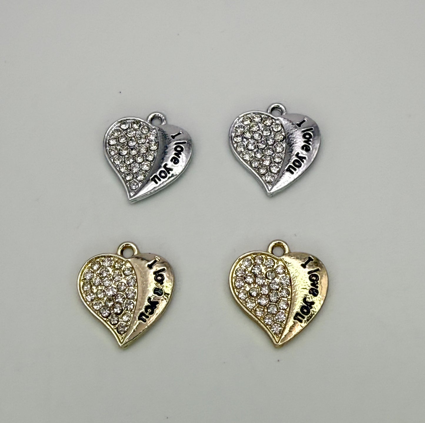 I Love You Gold & Silver Heart DIY Charms