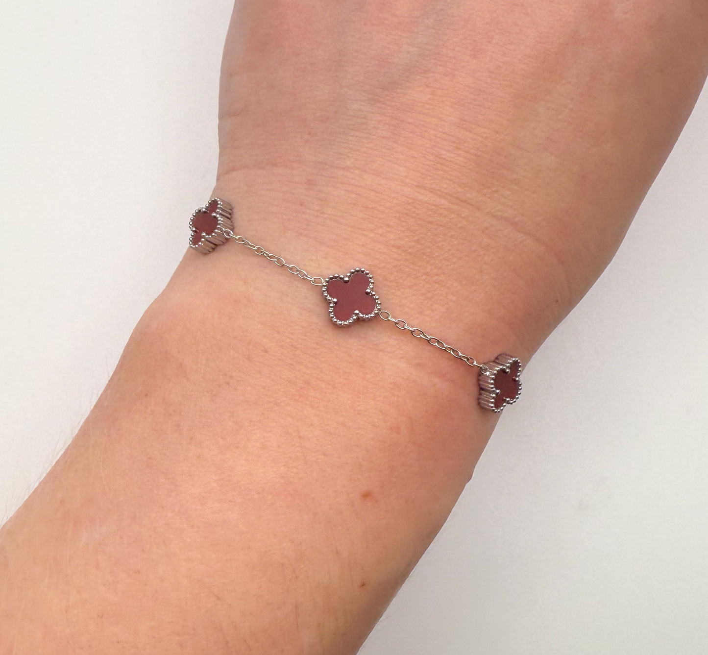 Mini Silver Clover Chain Link Adjustable Bracelets