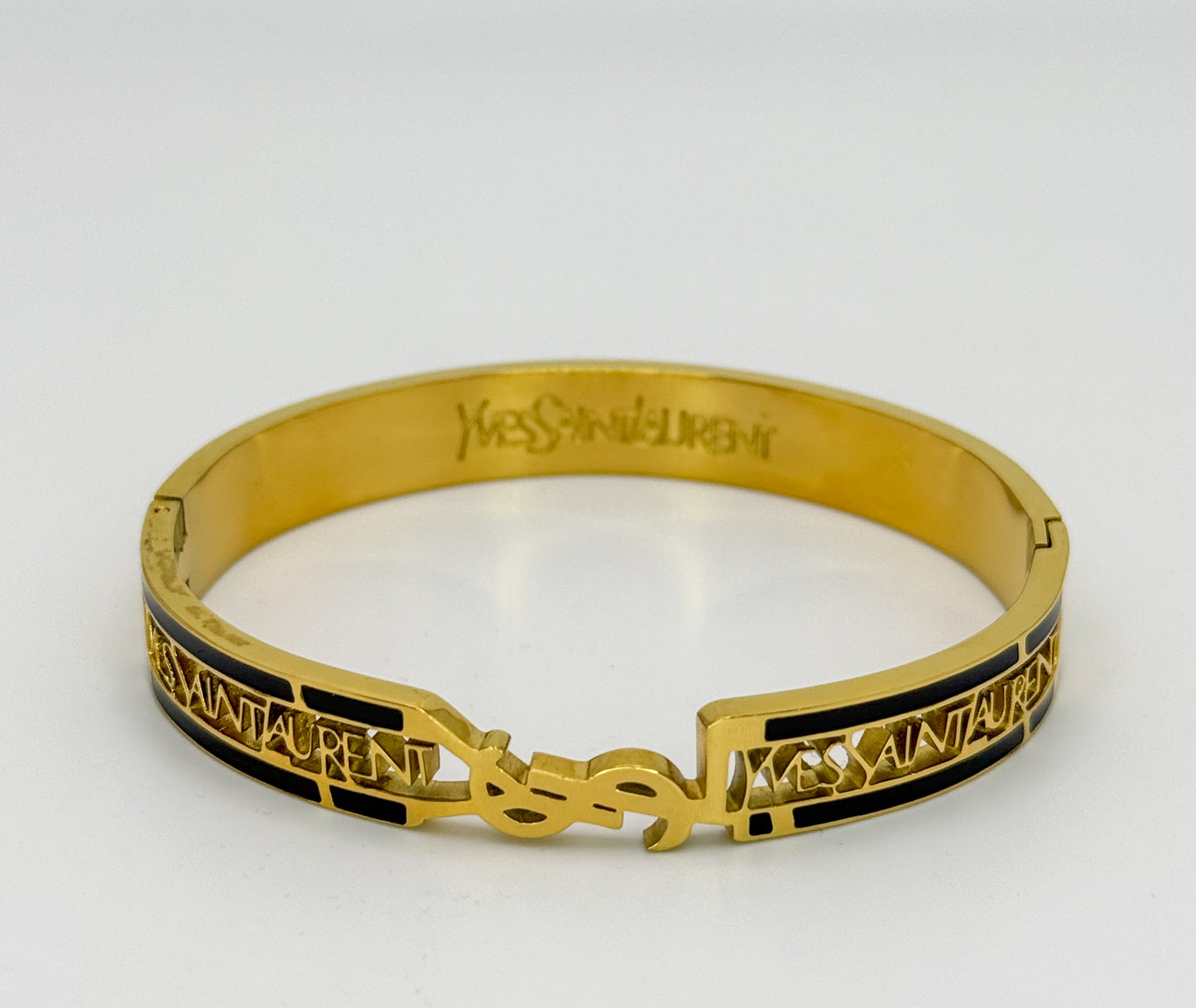 High Quality YSL Designer Gold Stainless Steel Bangle Bracelet with Designer Stamp