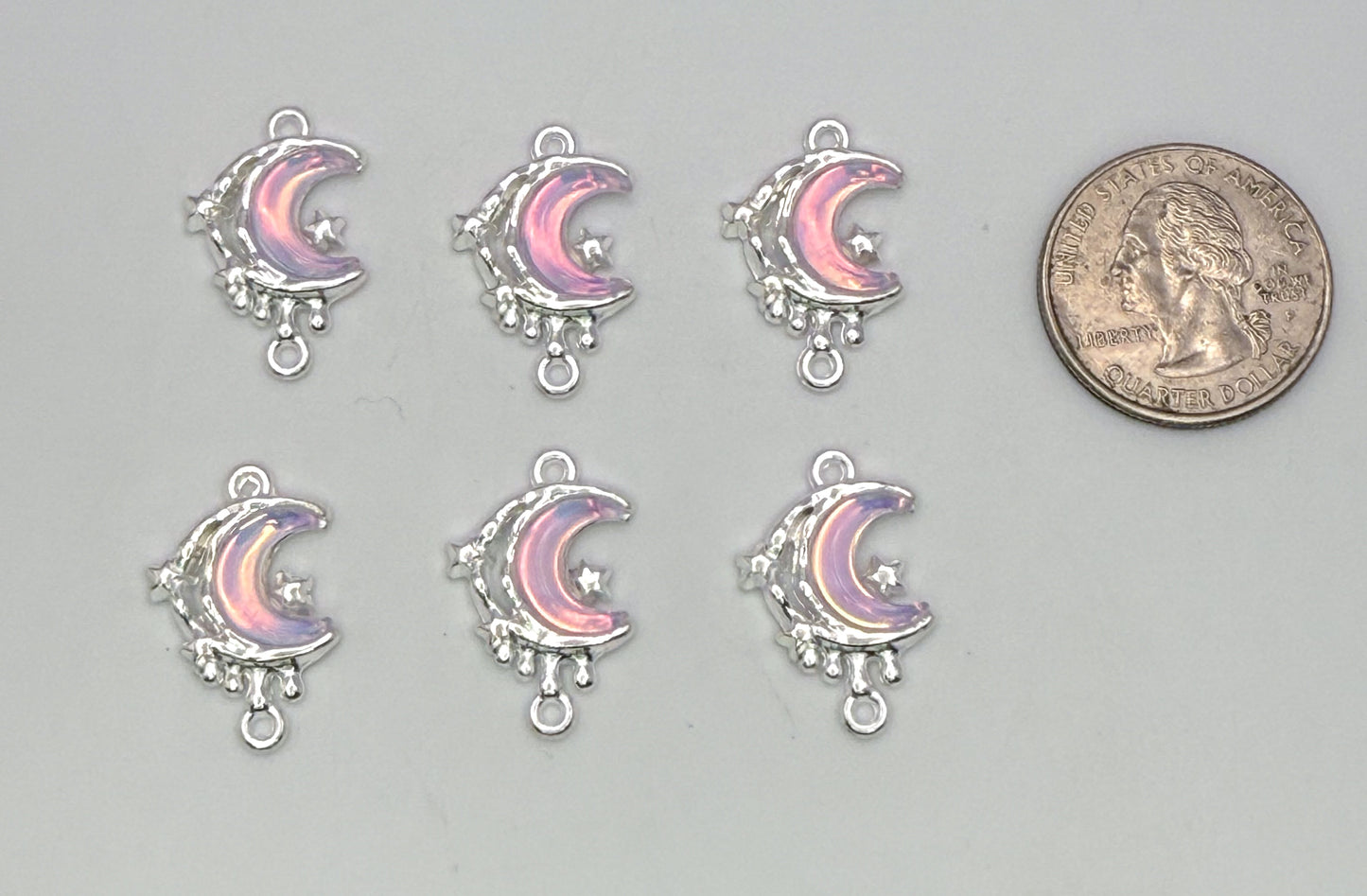 Silver Iridescent Double Link DIY Charm Connectors
