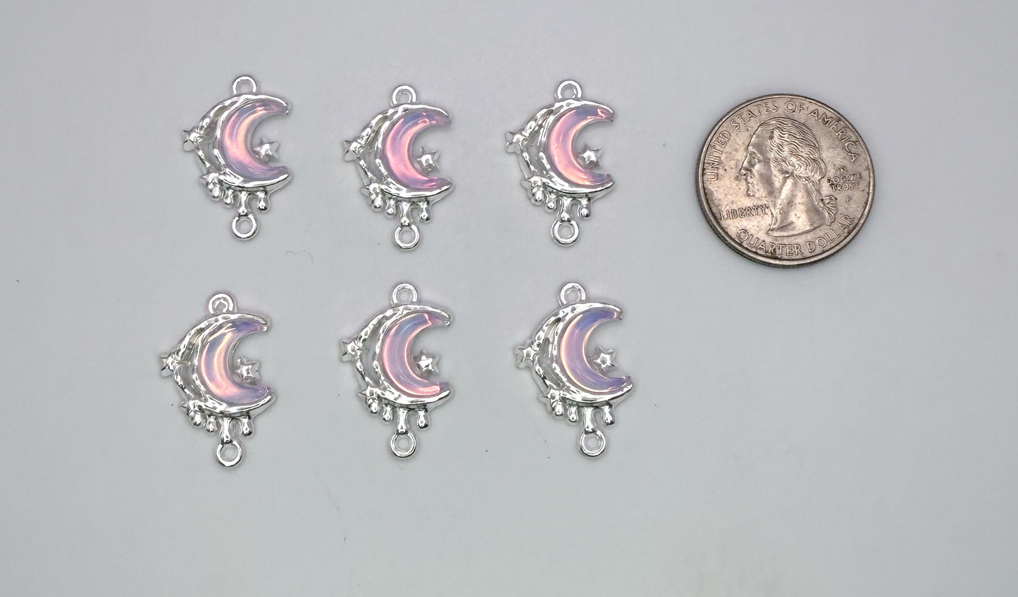 Silver Iridescent Double Link DIY Charm Connectors