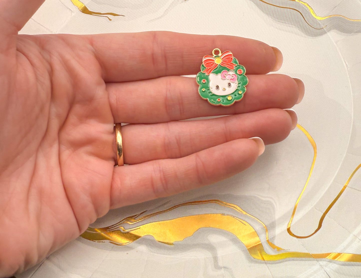 Hello Kitty Christmas Wreath DIY Metal Charm